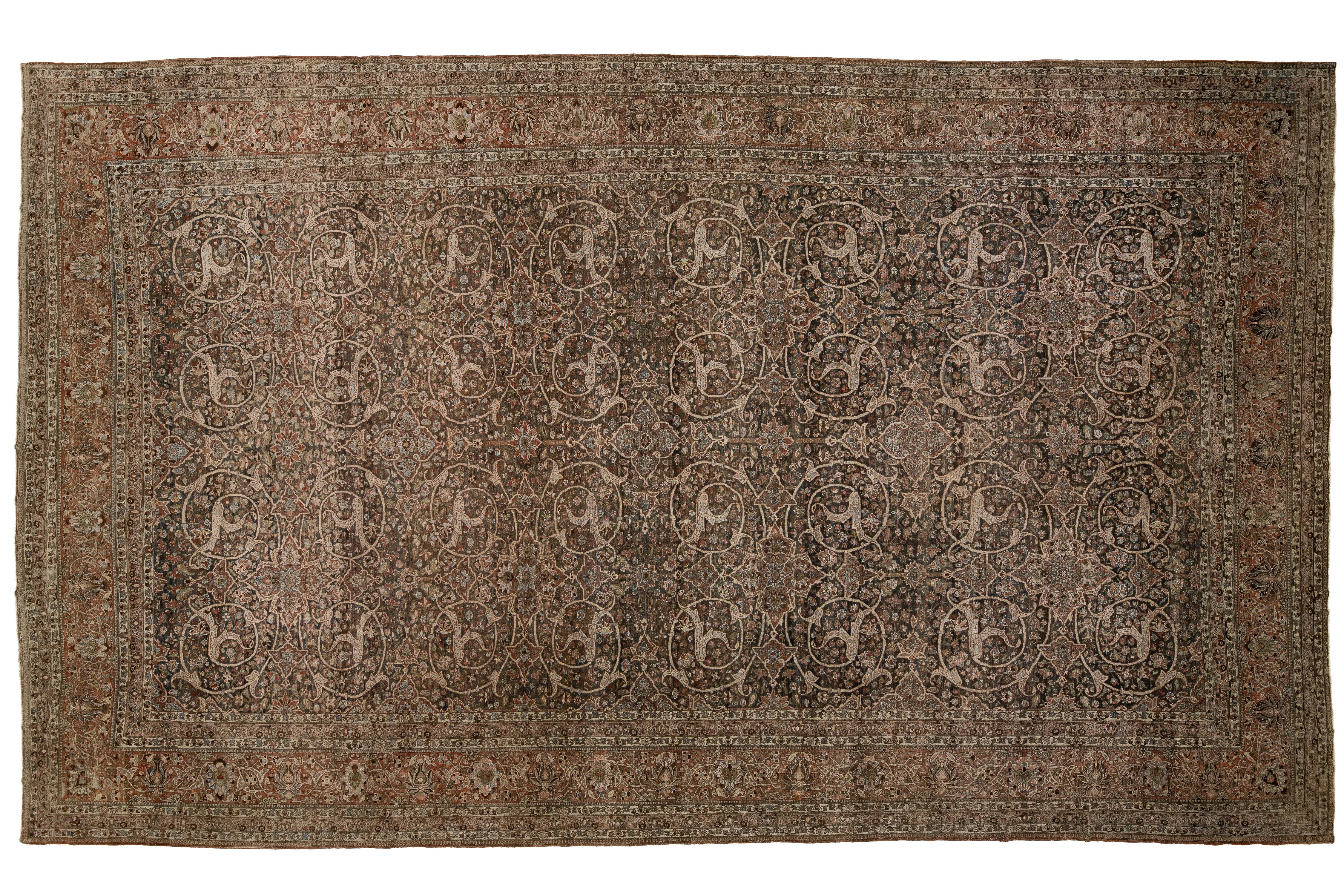 Antique Bakhtiari Wool Rug 14 X 24