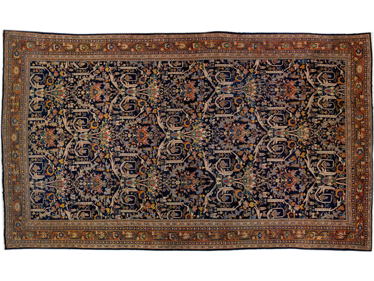 Antique Persian Mahal Wool Rug 14 X 24
