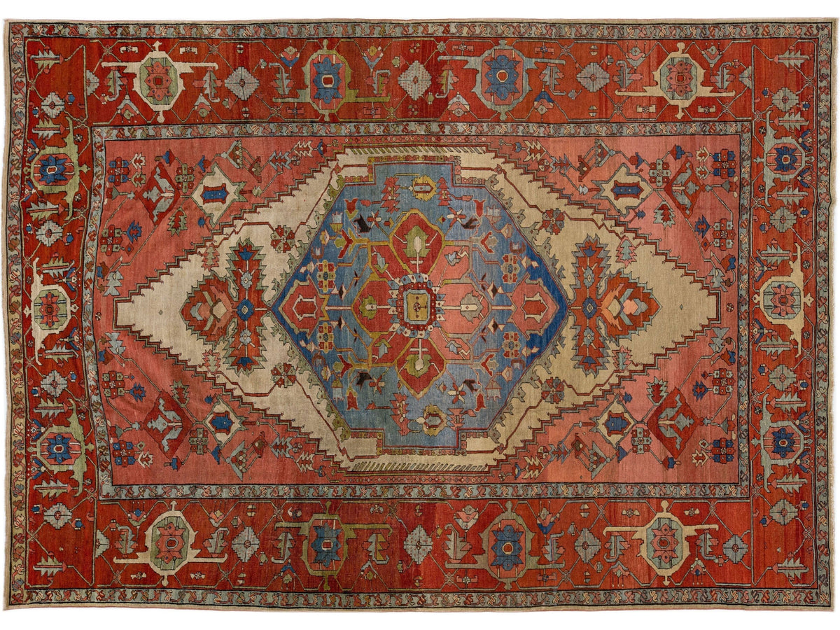 Antique Serapi Wool Rug 9 X 13