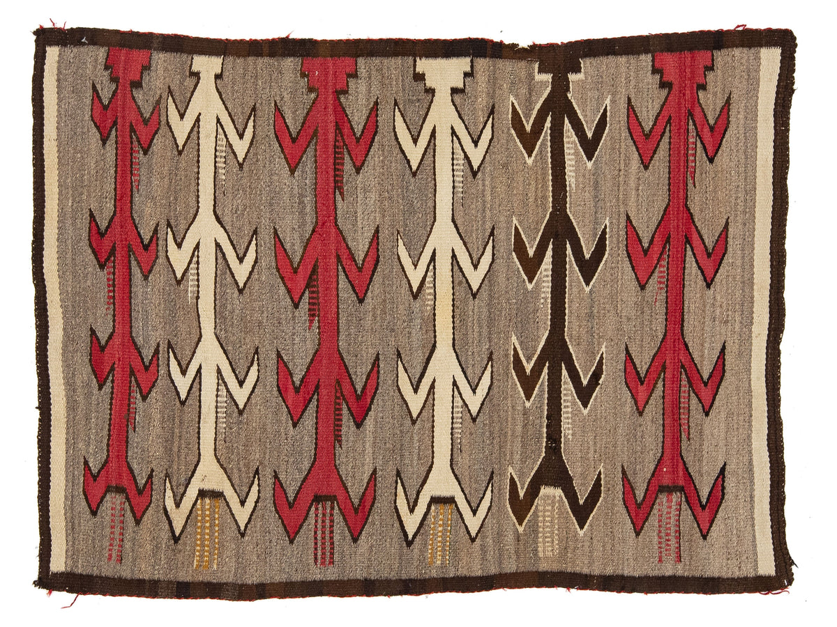 Antique Flat-Weave Navajo Wool Rug 4 X 5