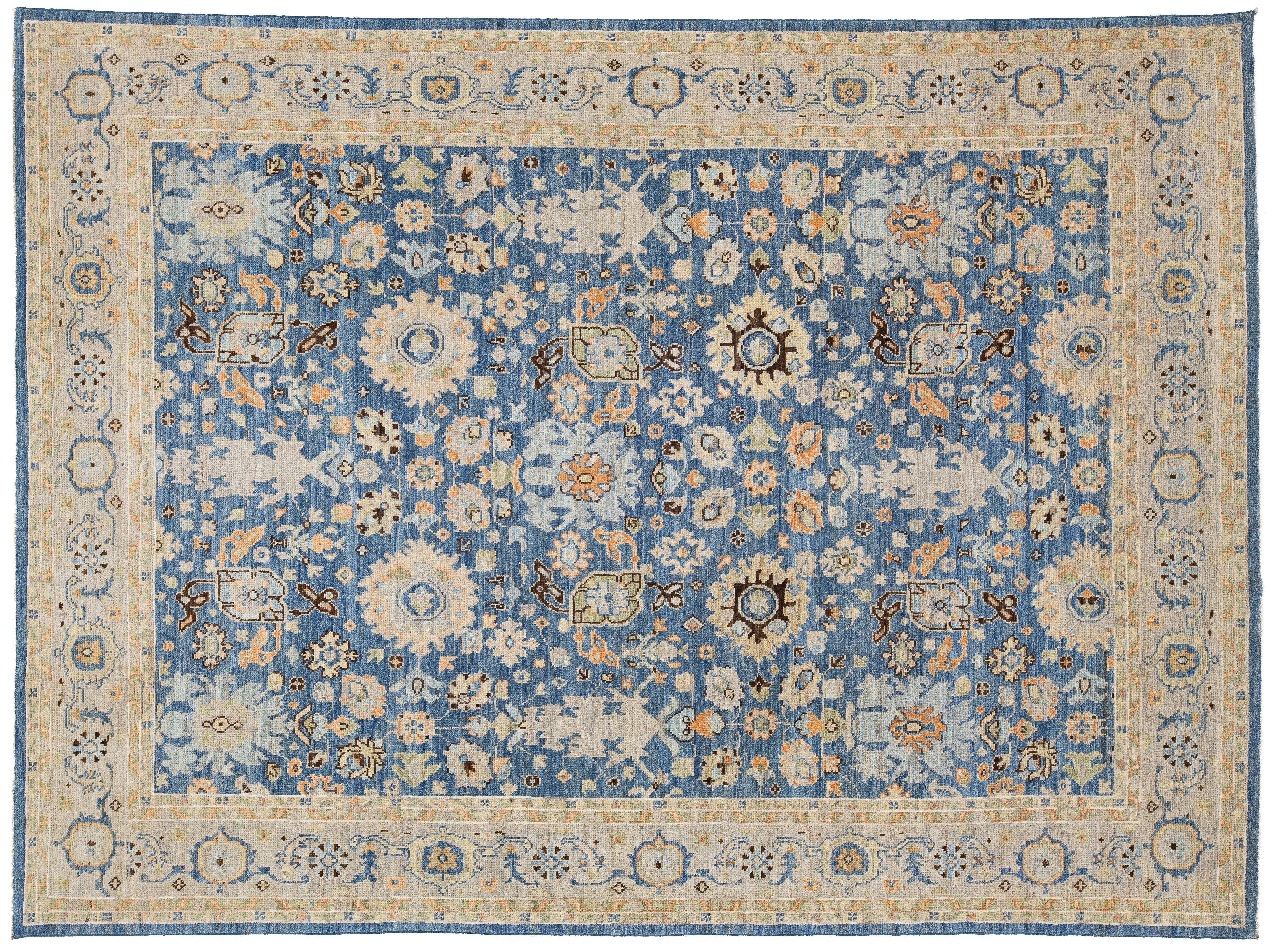 Modern Oushak Wool Rug 9 X 12