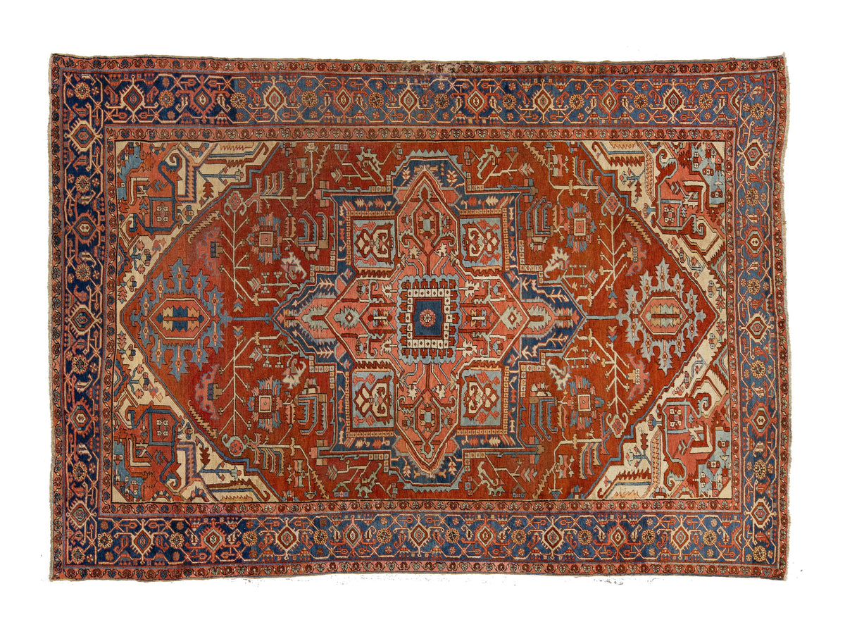 Antique Persian Heriz Wool Rug 9 X 13
