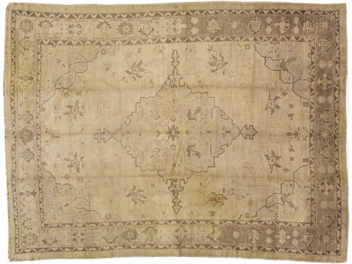 Vintage Turkish Oushak Wool Rug 9 X 12