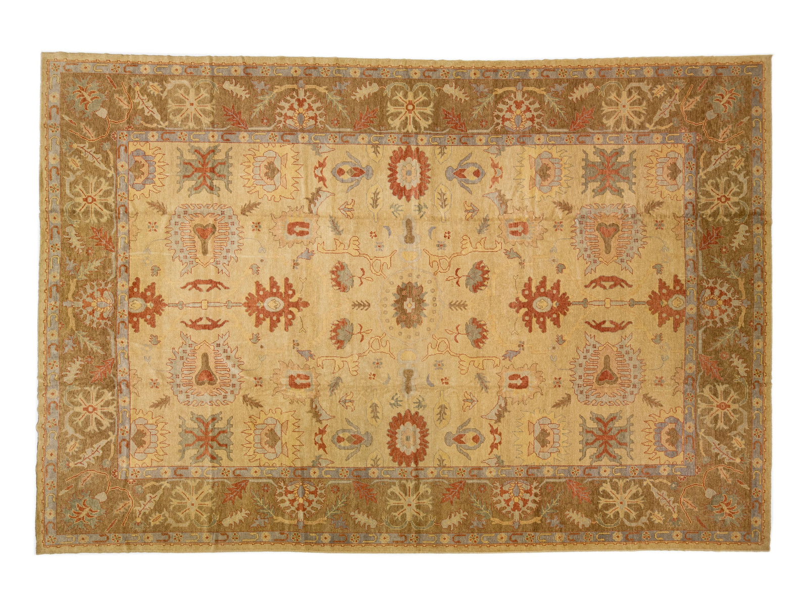 Modern Turkish Oushak Wool Rug 14 X 21