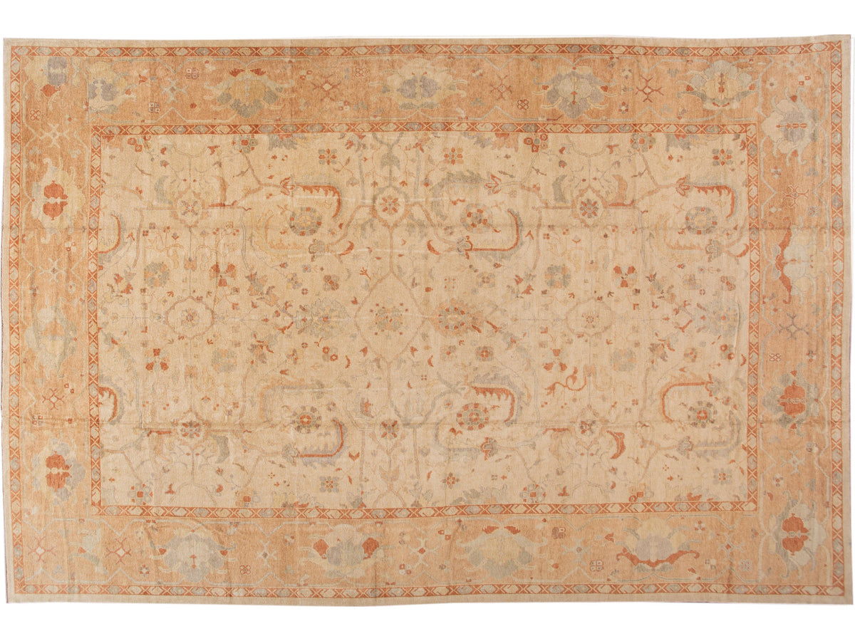 Modern Turkish Oushak Wool Rug 14 X 22