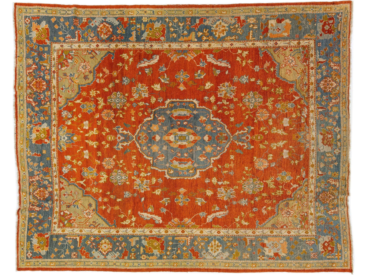 Antique Turkish Oushak Wool Rug 10 X 13