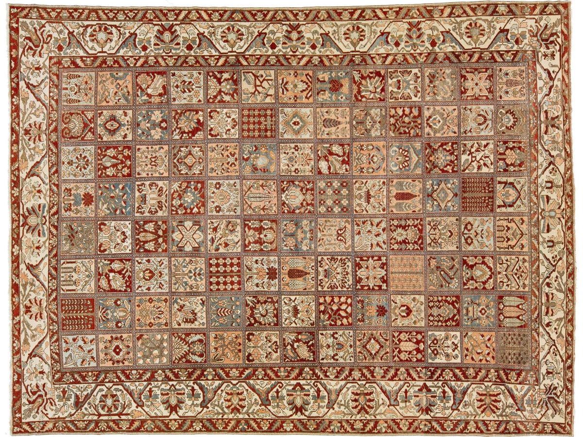 Antique Bakhtiari Wool Rug 12 X 17