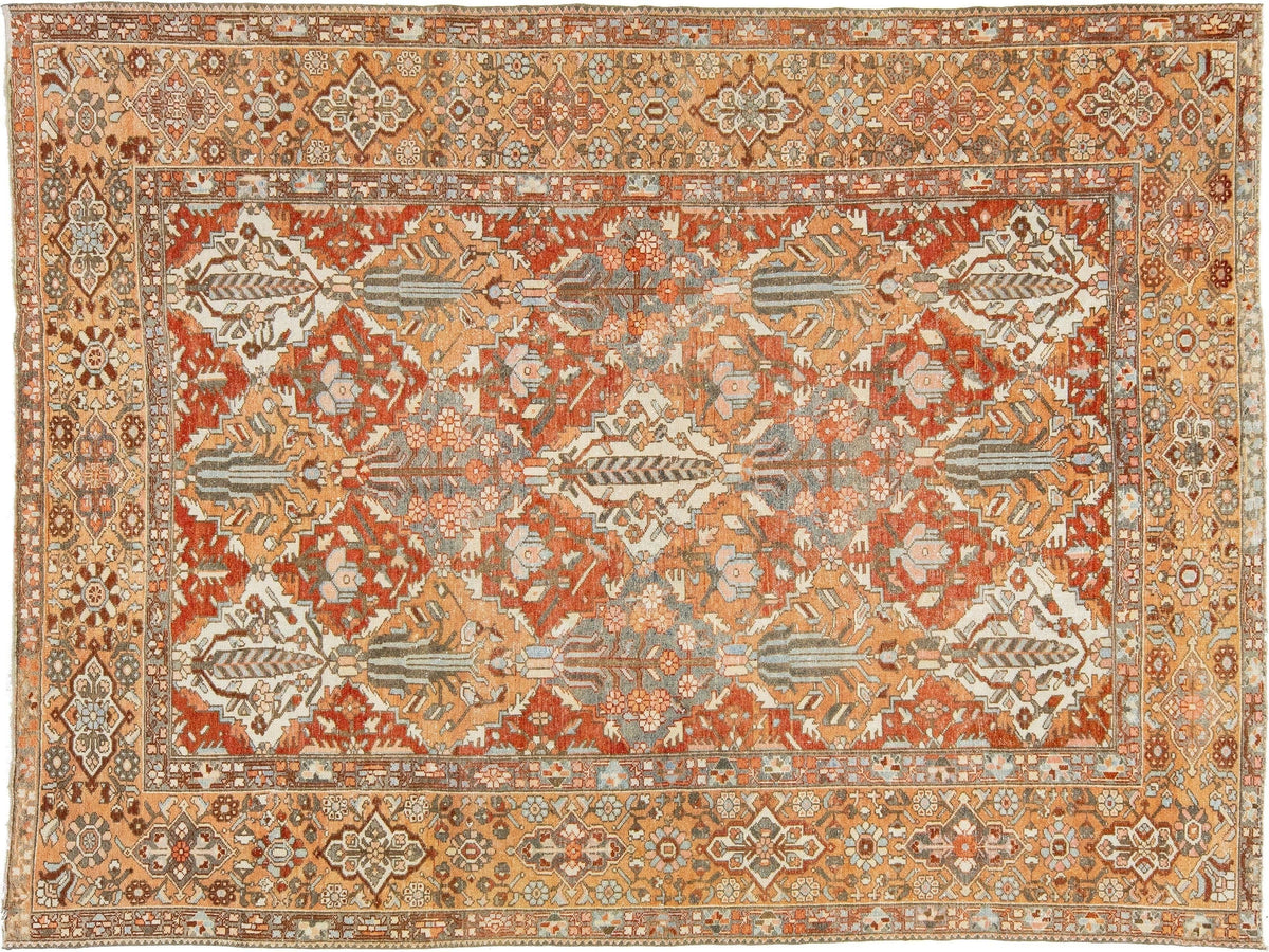 Antique Bakhtiari Wool Rug 9 X 12