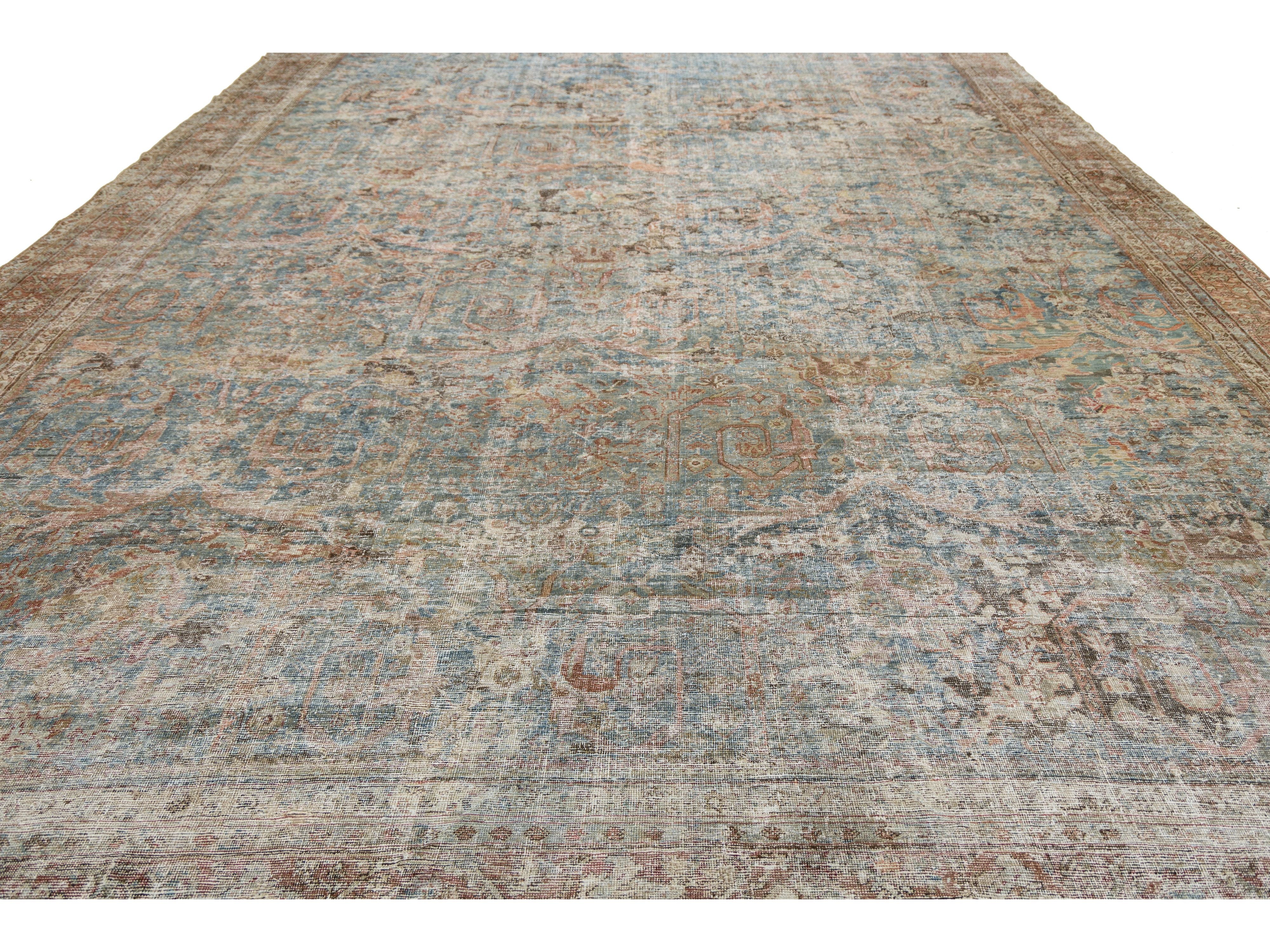 Antique Persian Mahal Wool Rug 14 X 20