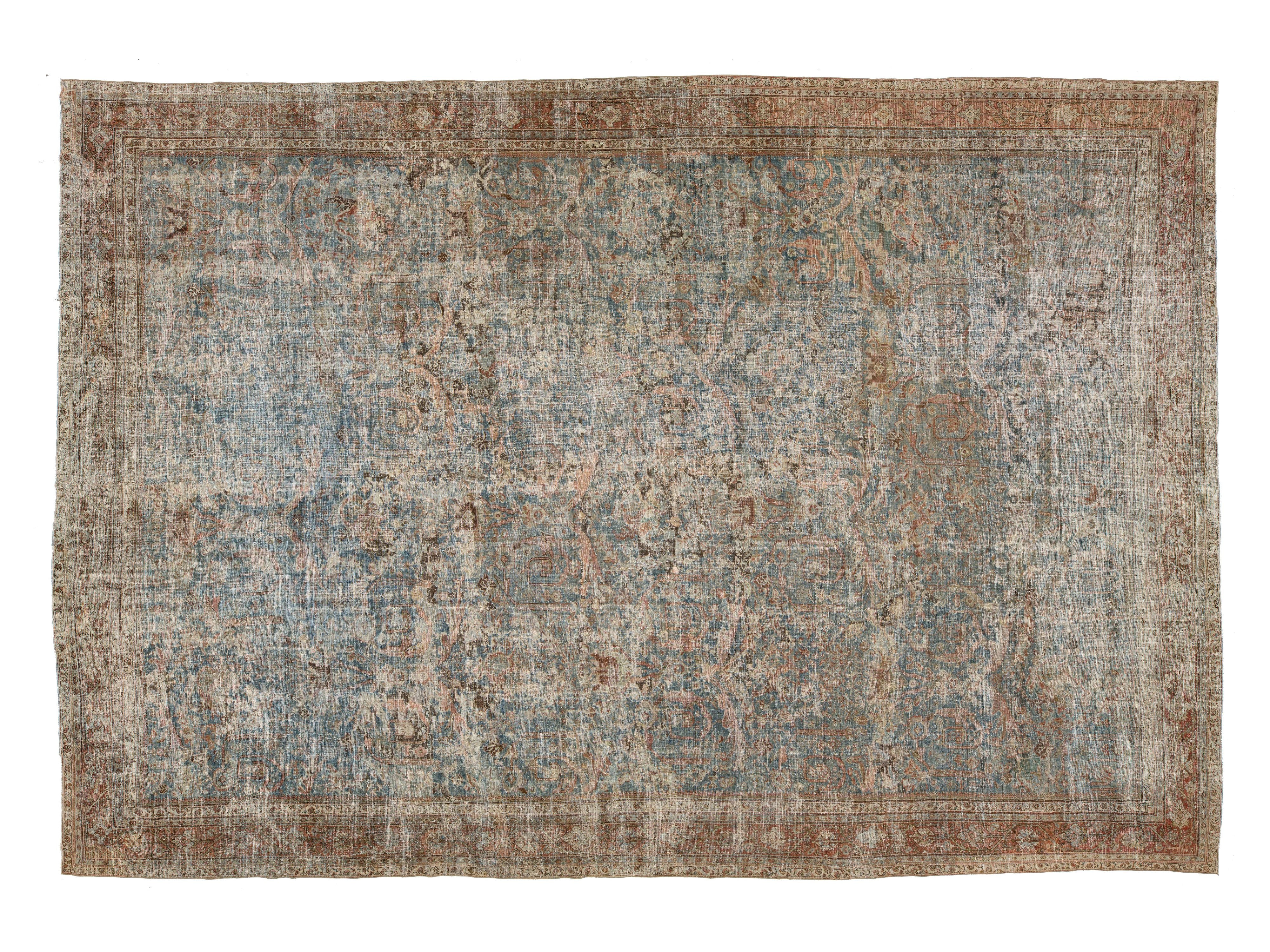 Antique Persian Mahal Wool Rug 14 X 20