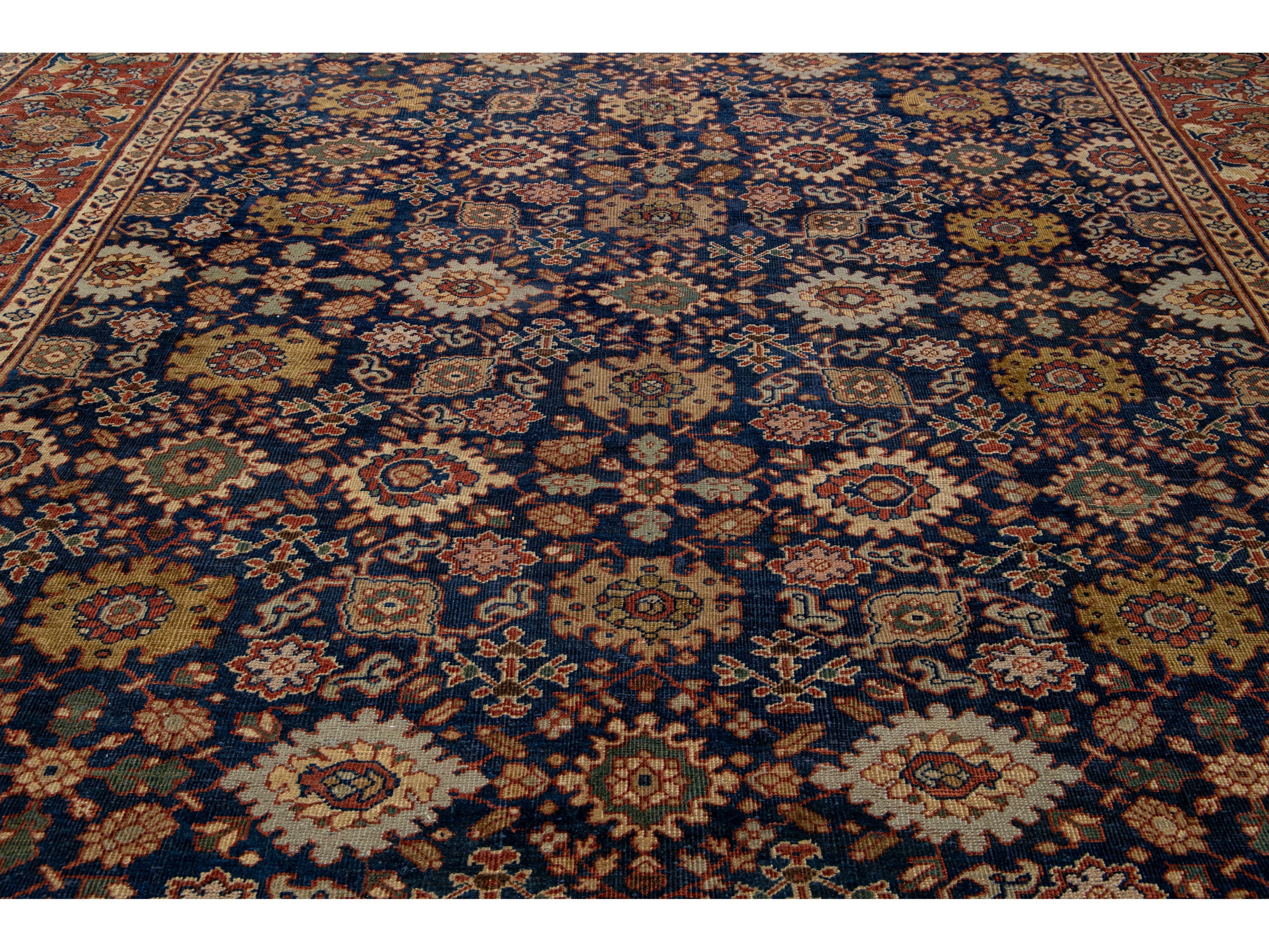 Antique Sultanabad Wool Rug 12 X 21