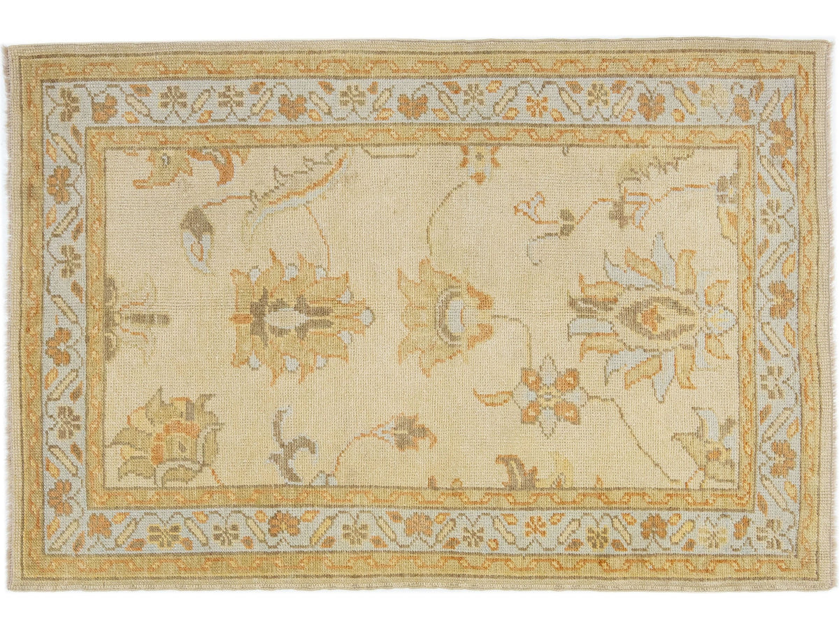 Modern Turkish Oushak Wool Rug 4 X 5