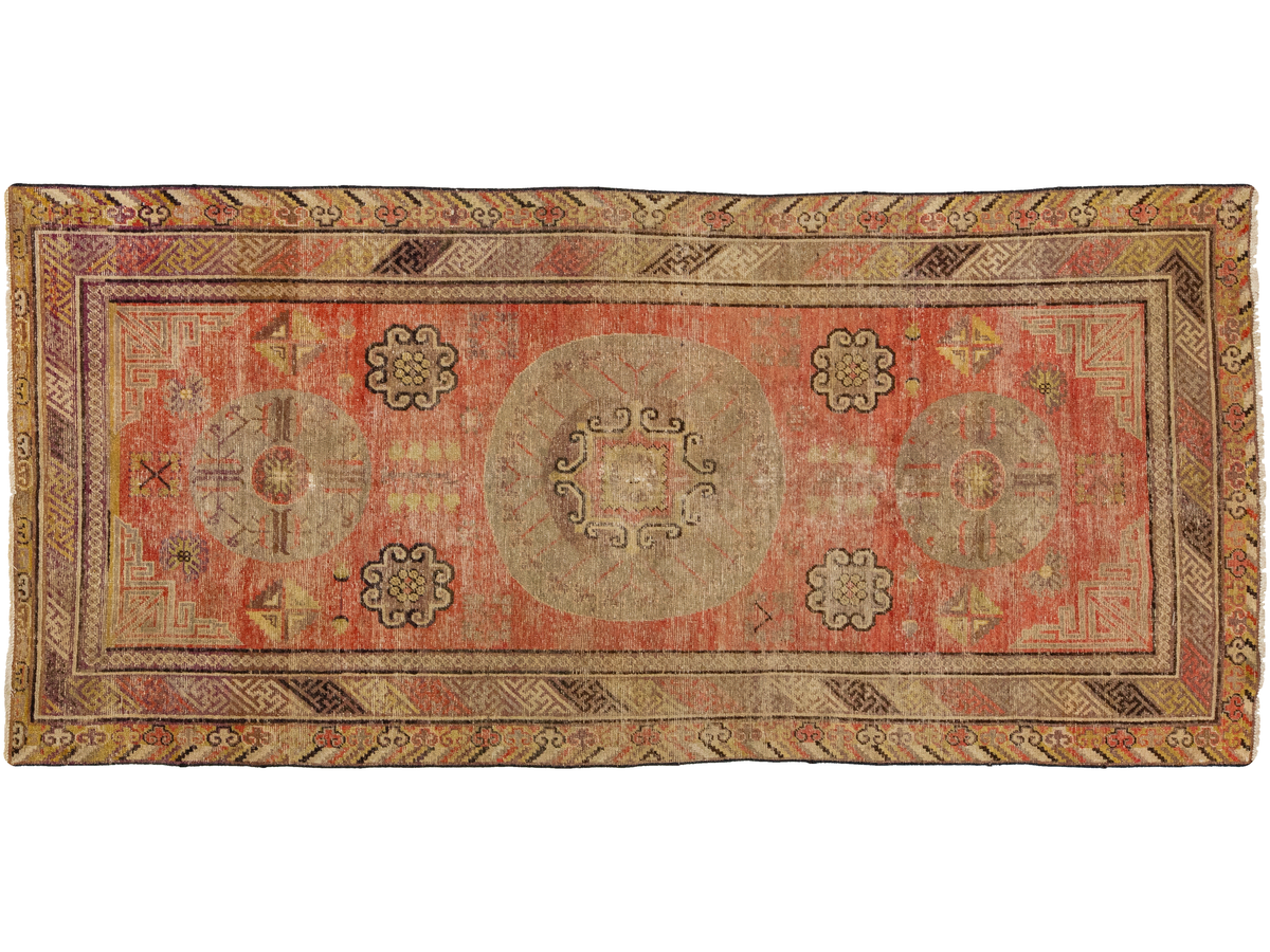 Antique Khotan Wool Rug 4 X 10