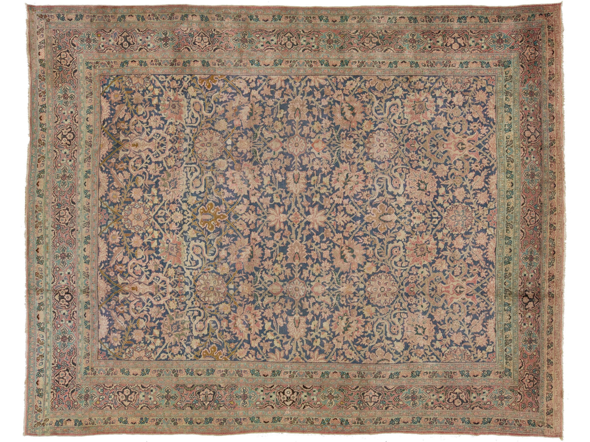 Antique Tabriz Wool Rug 11 X 14