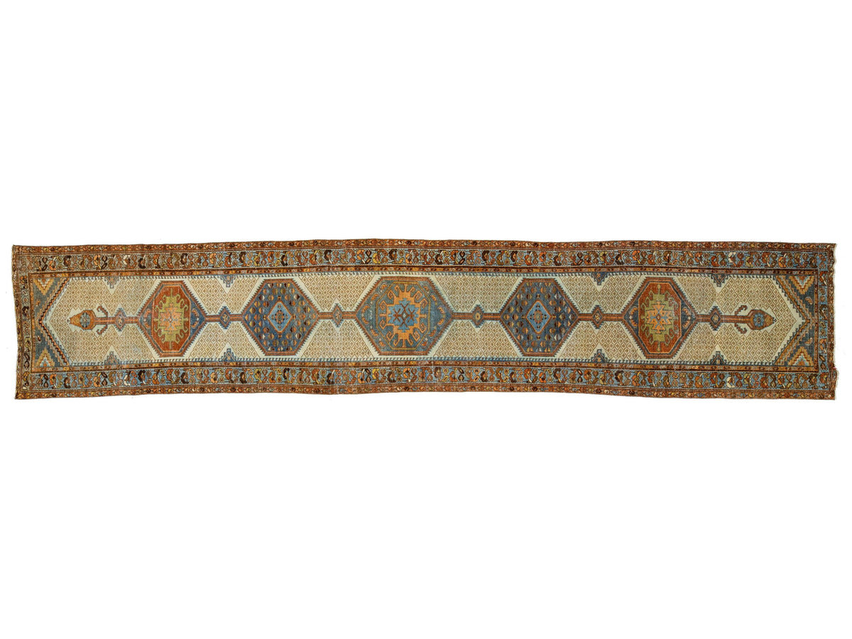 Antique Hamadan Wool Runner 3 X 16
