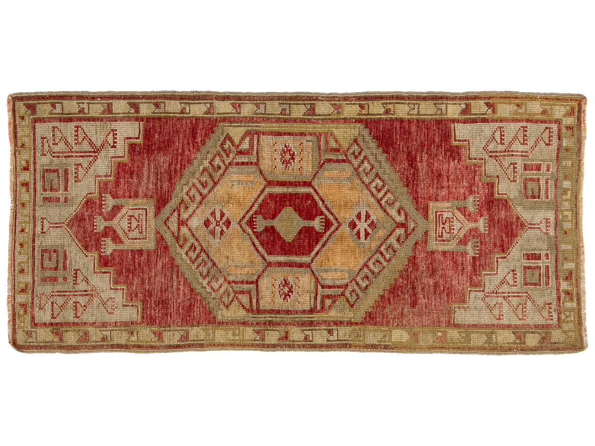 Vintage Turkish Anatolian Wool Rug 2 X 5