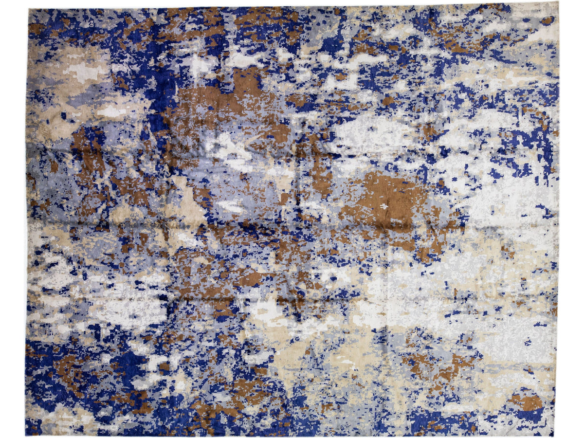 Modern Abstract Wool & Silk Rug 12 X 15