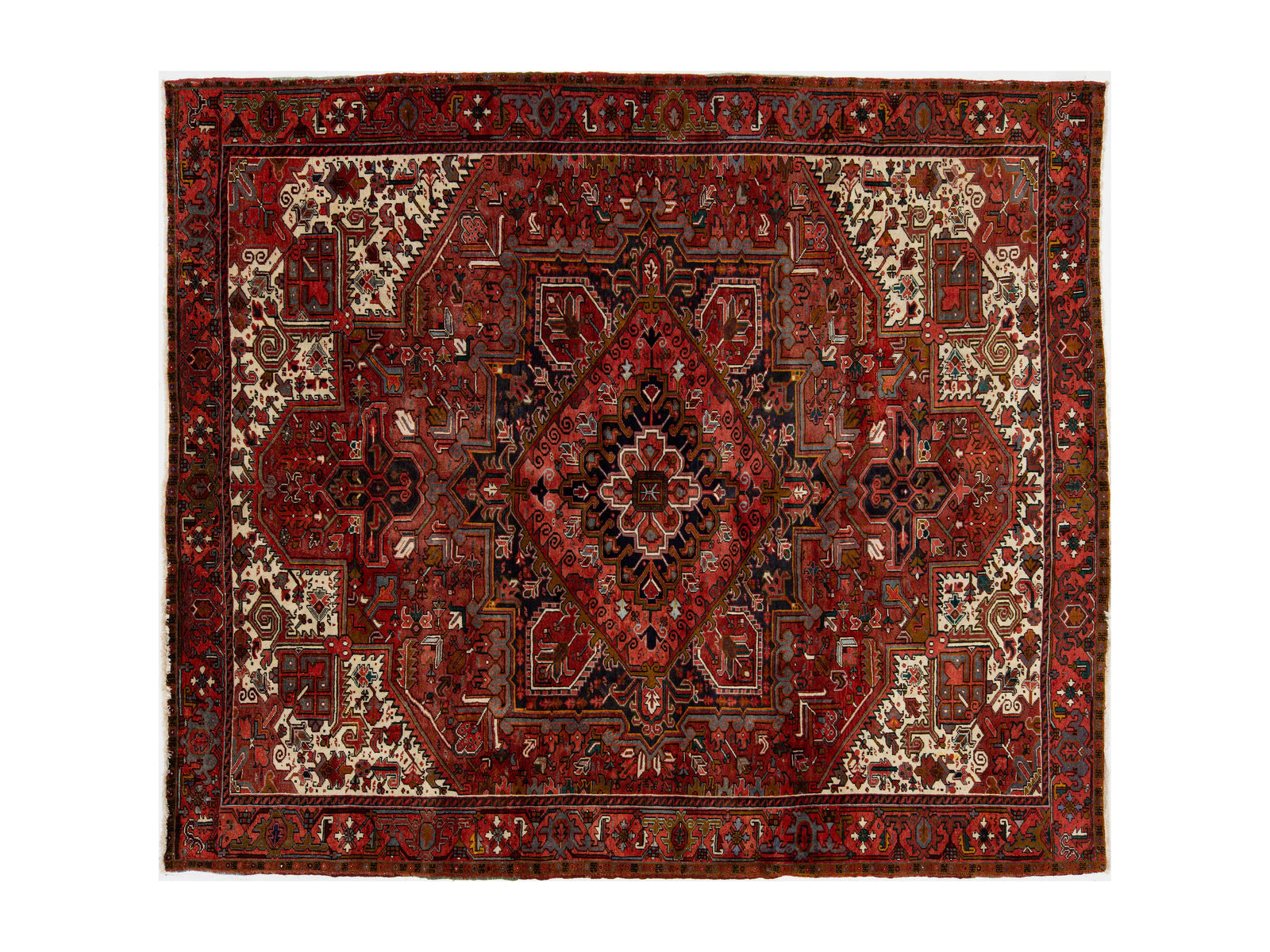 Vintage Heriz Wool Rug 11 x 13