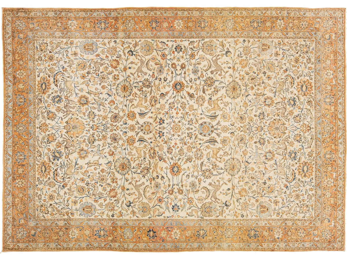 Antique Tabriz Wool Rug 9 X 12