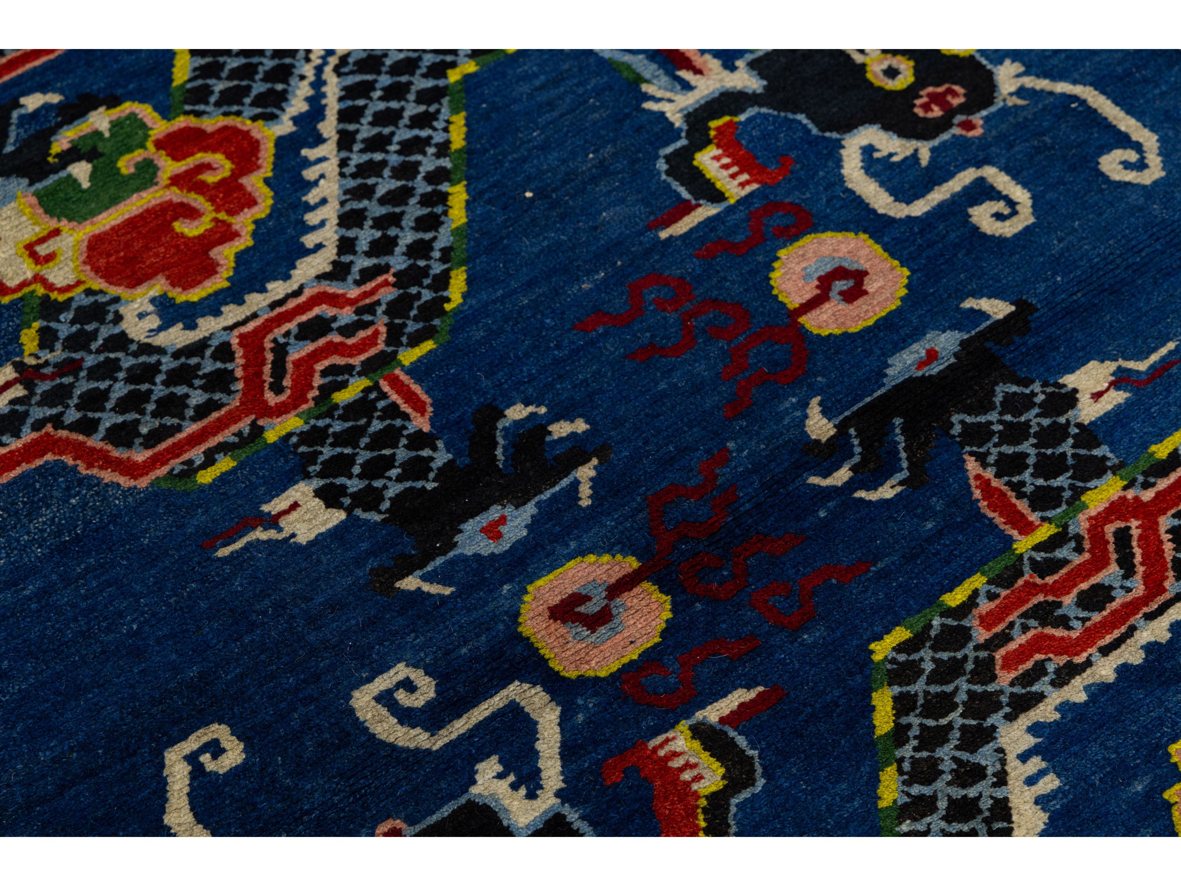 Antique Art Deco Chinese Wool Rug 4 X 6