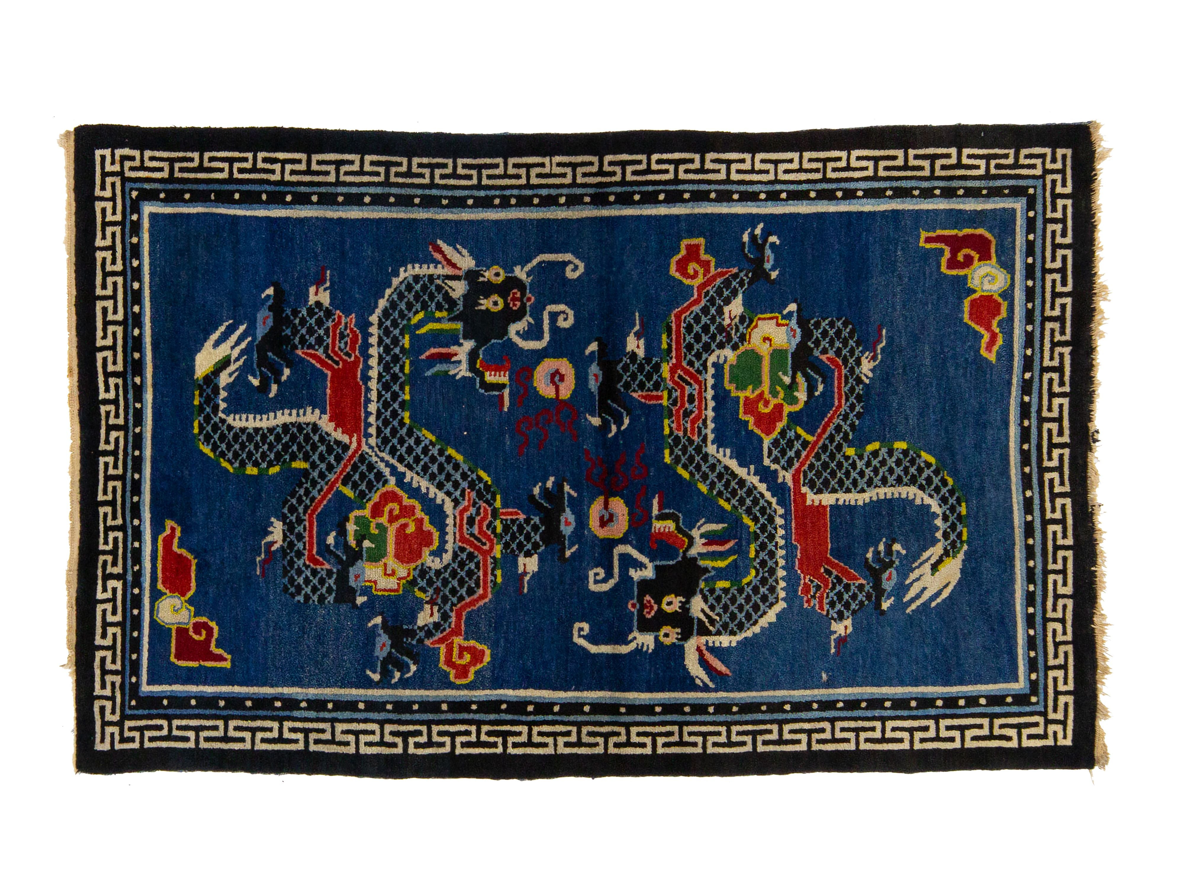 Antique Art Deco Chinese Wool Rug 4 X 6