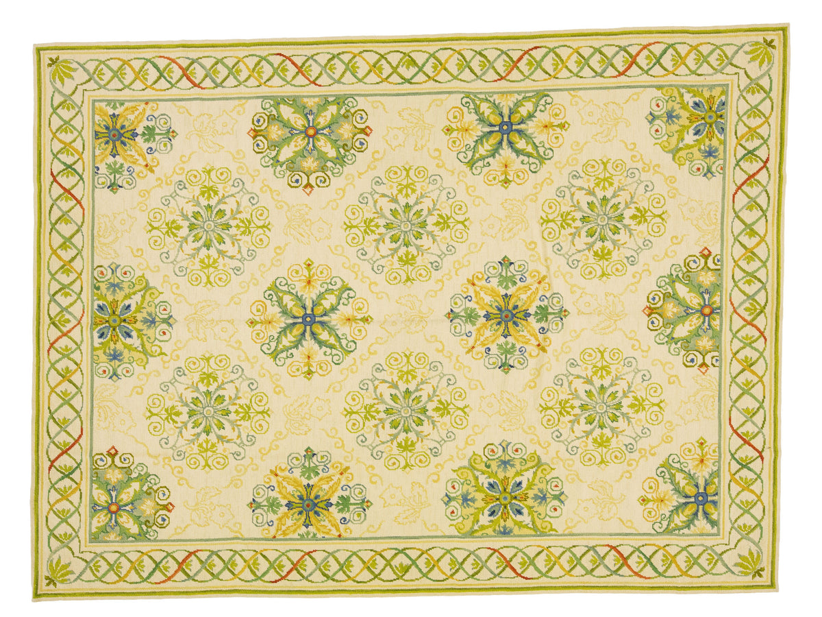 Vintage  Portuguese Aubusson Wool Rug 9 X 12
