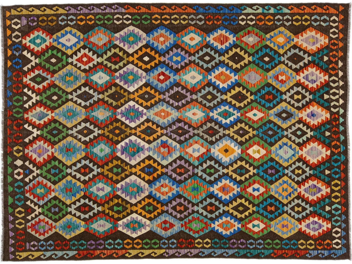 Modern Kilim Flatweave Wool Rug 9 X 11