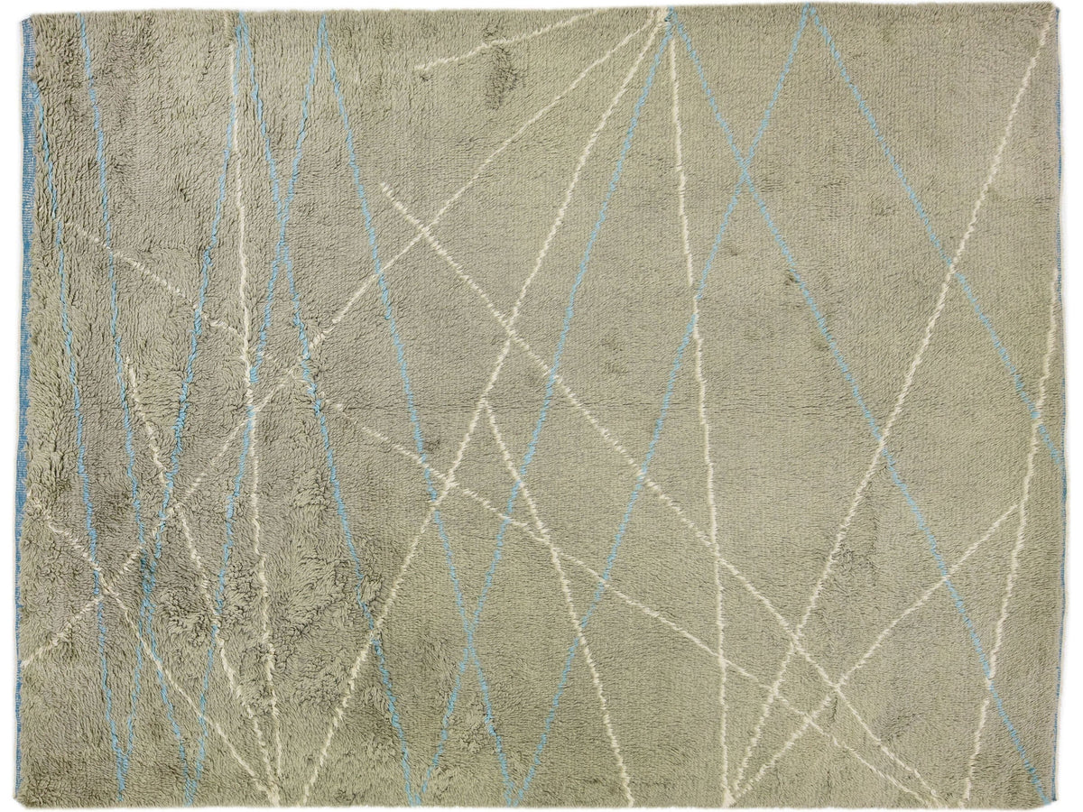 Modern Moroccan Wool Rug 9 X 12