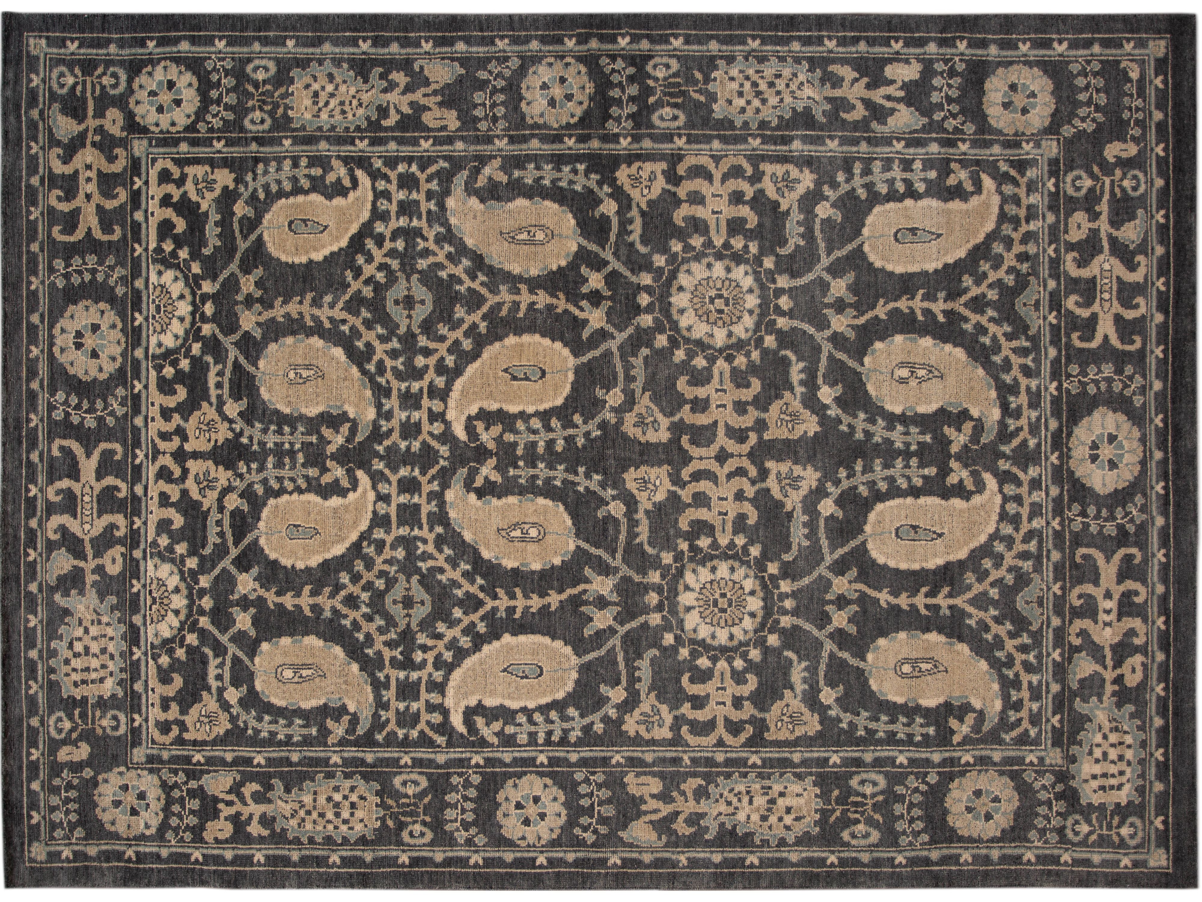 Modern Oushak Wool Rug 9 X 13