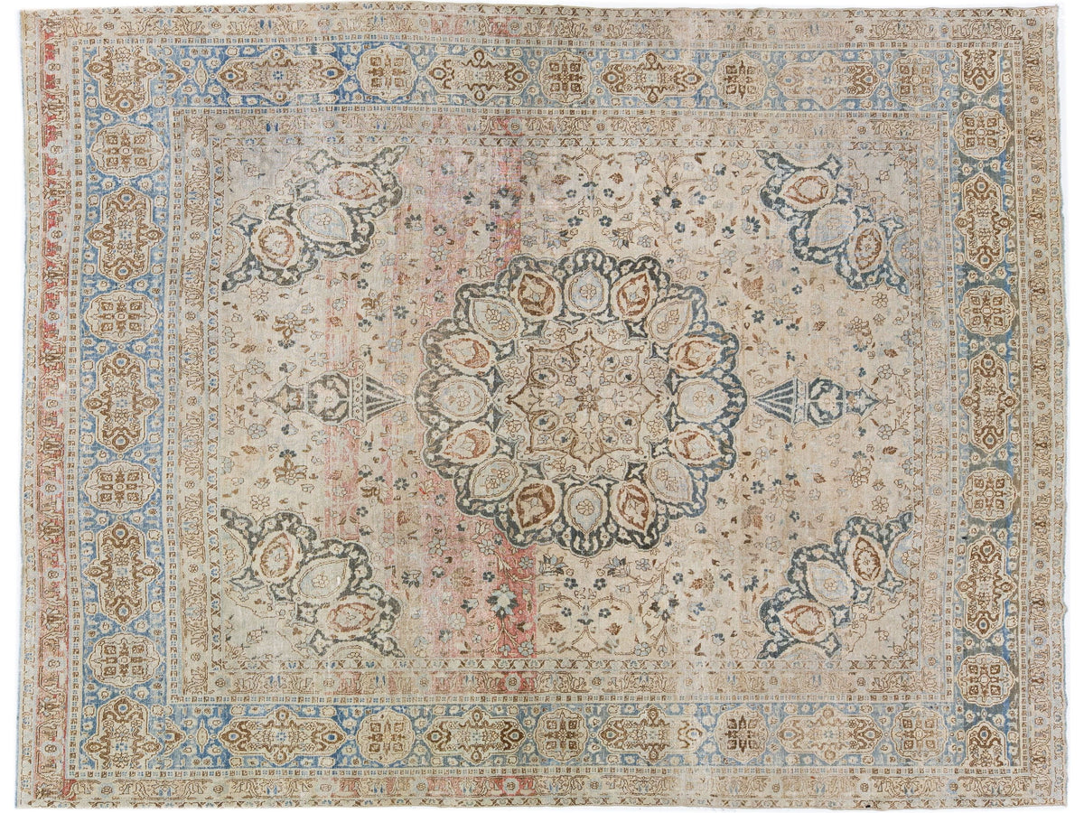 Antique Tabriz Wool Rug 9 X 11