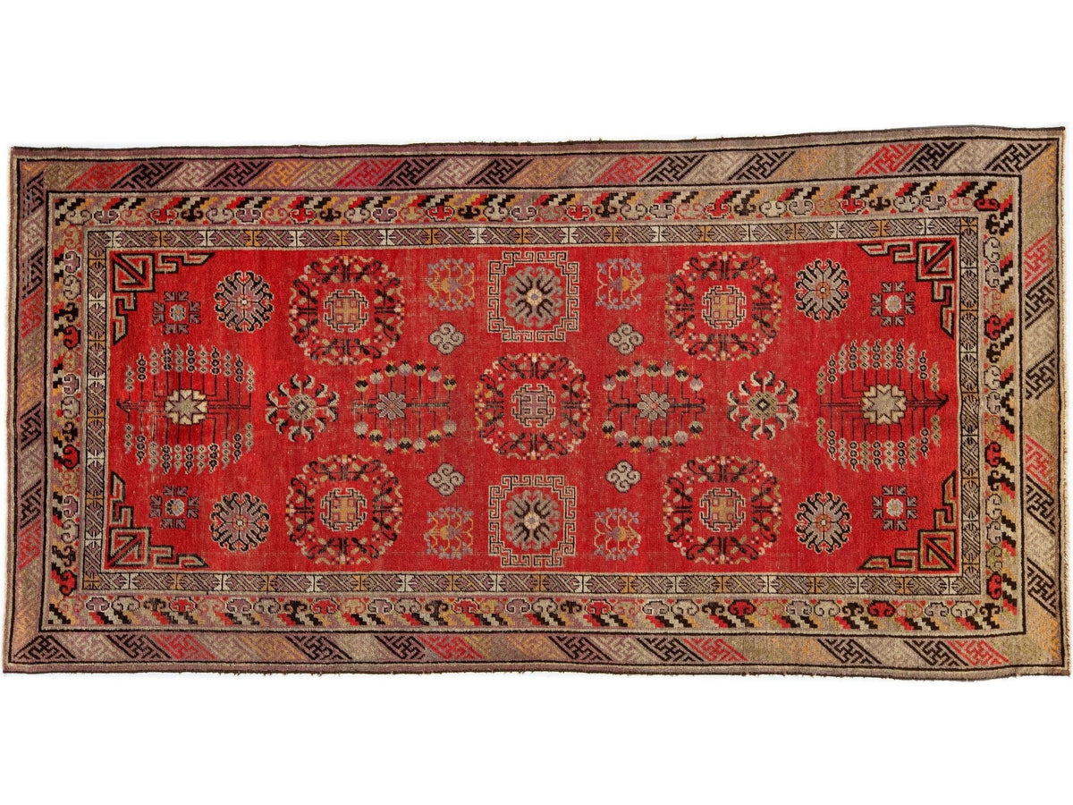 Vintage Khotan Wool Rug 4 X 9