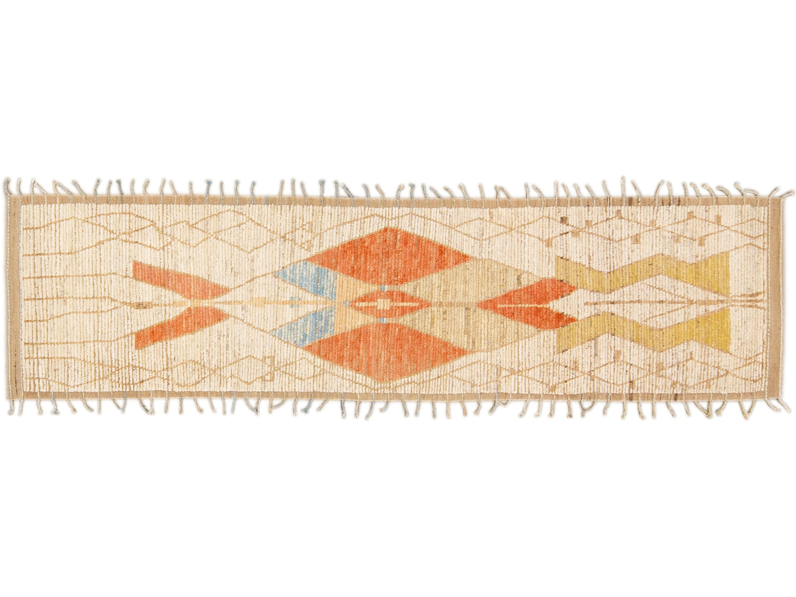 Modern Moroccan Boho Wool Runner 3 X 12