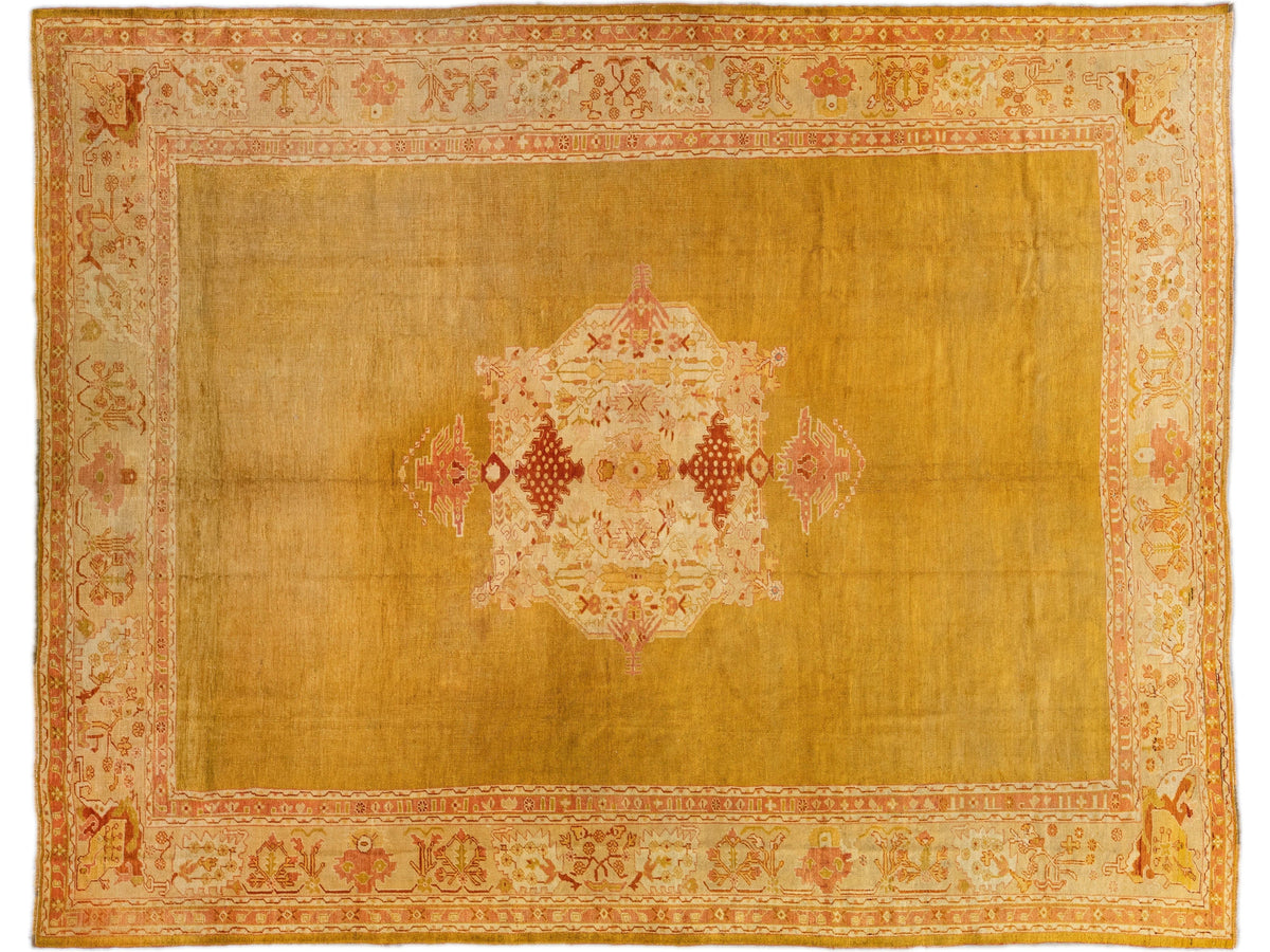 Antique Oushak Wool Rug 12 X 15