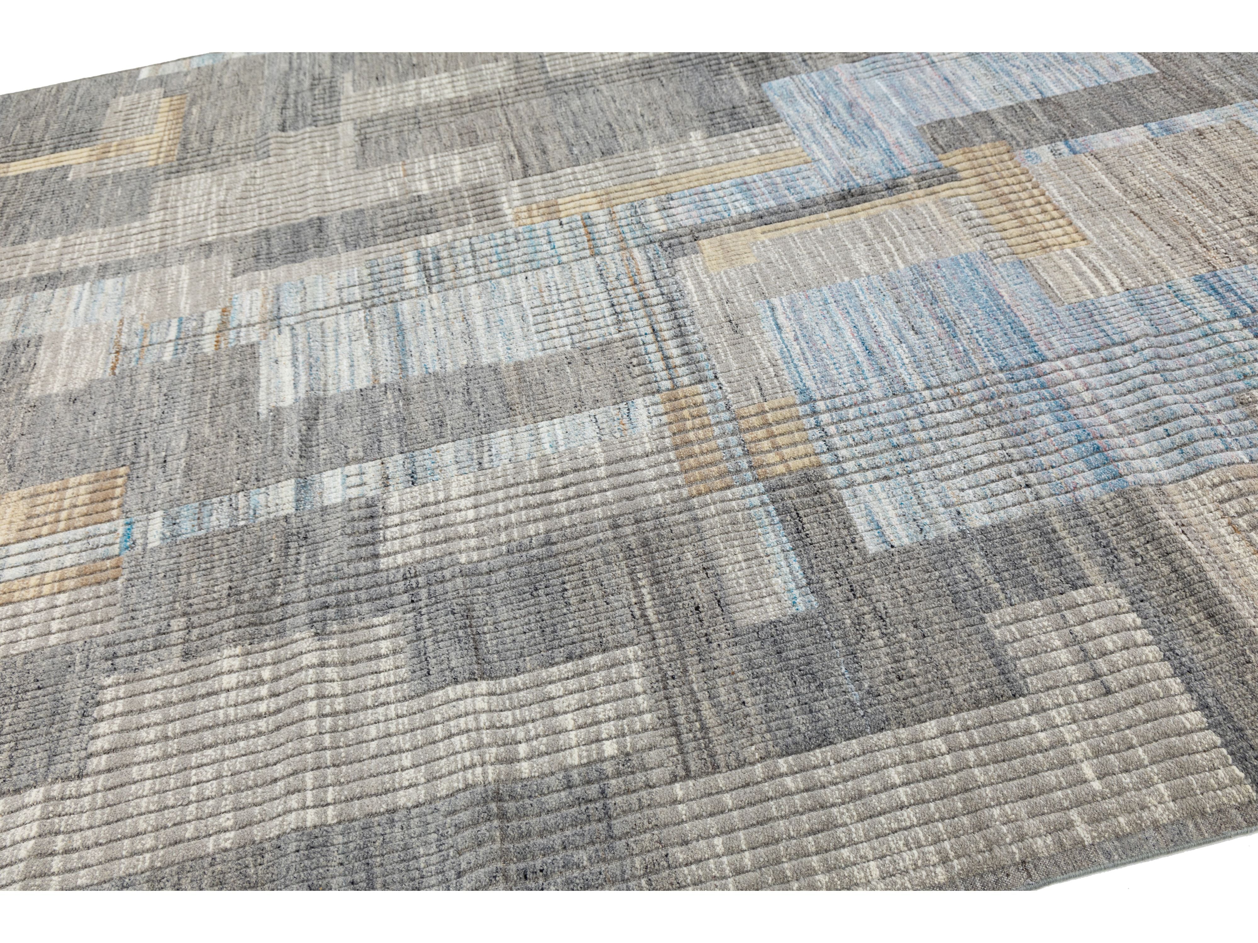 Modern Moroccan Wool Rug 9 X 12