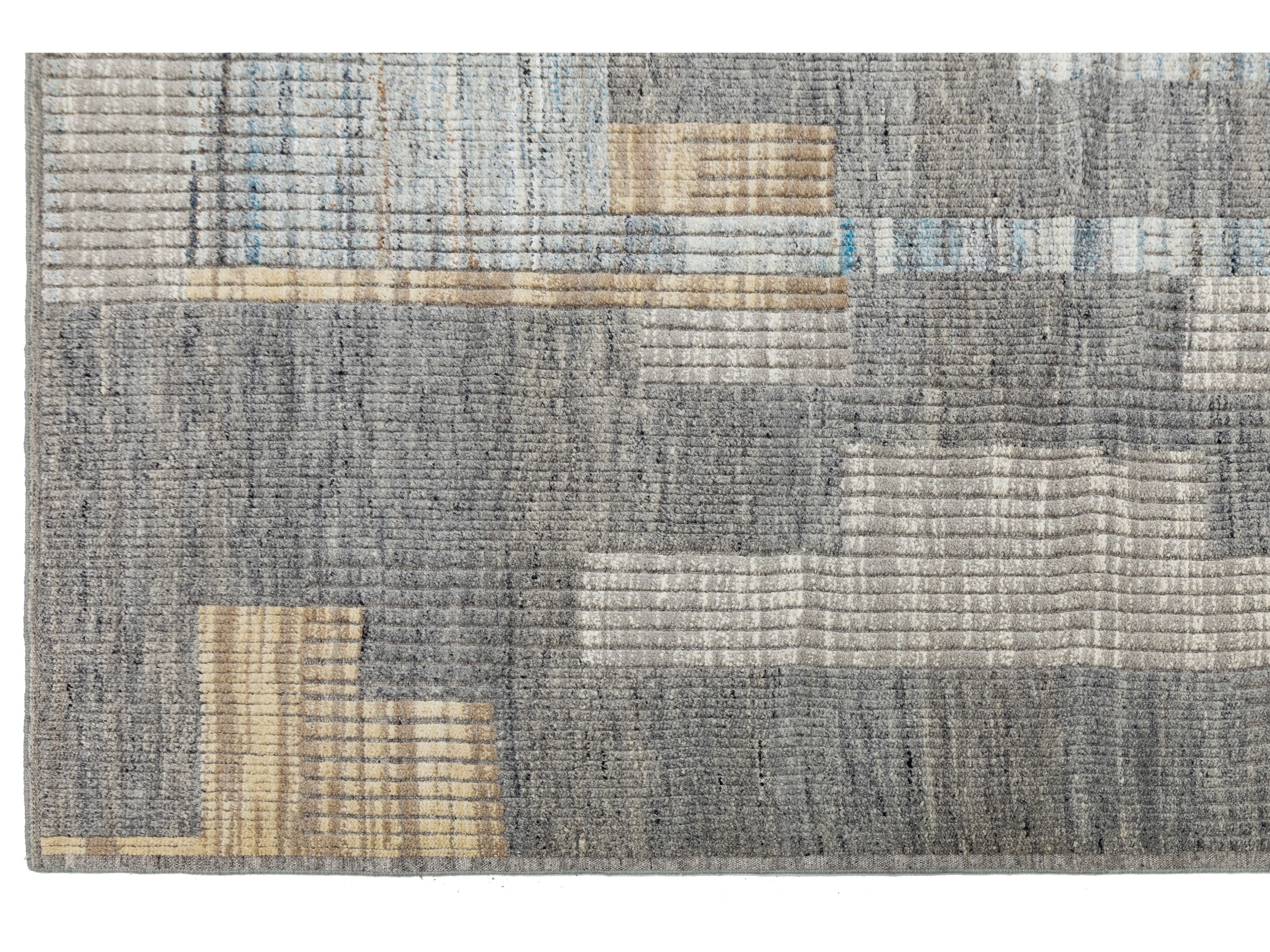 Modern Moroccan Wool Rug 9 X 12