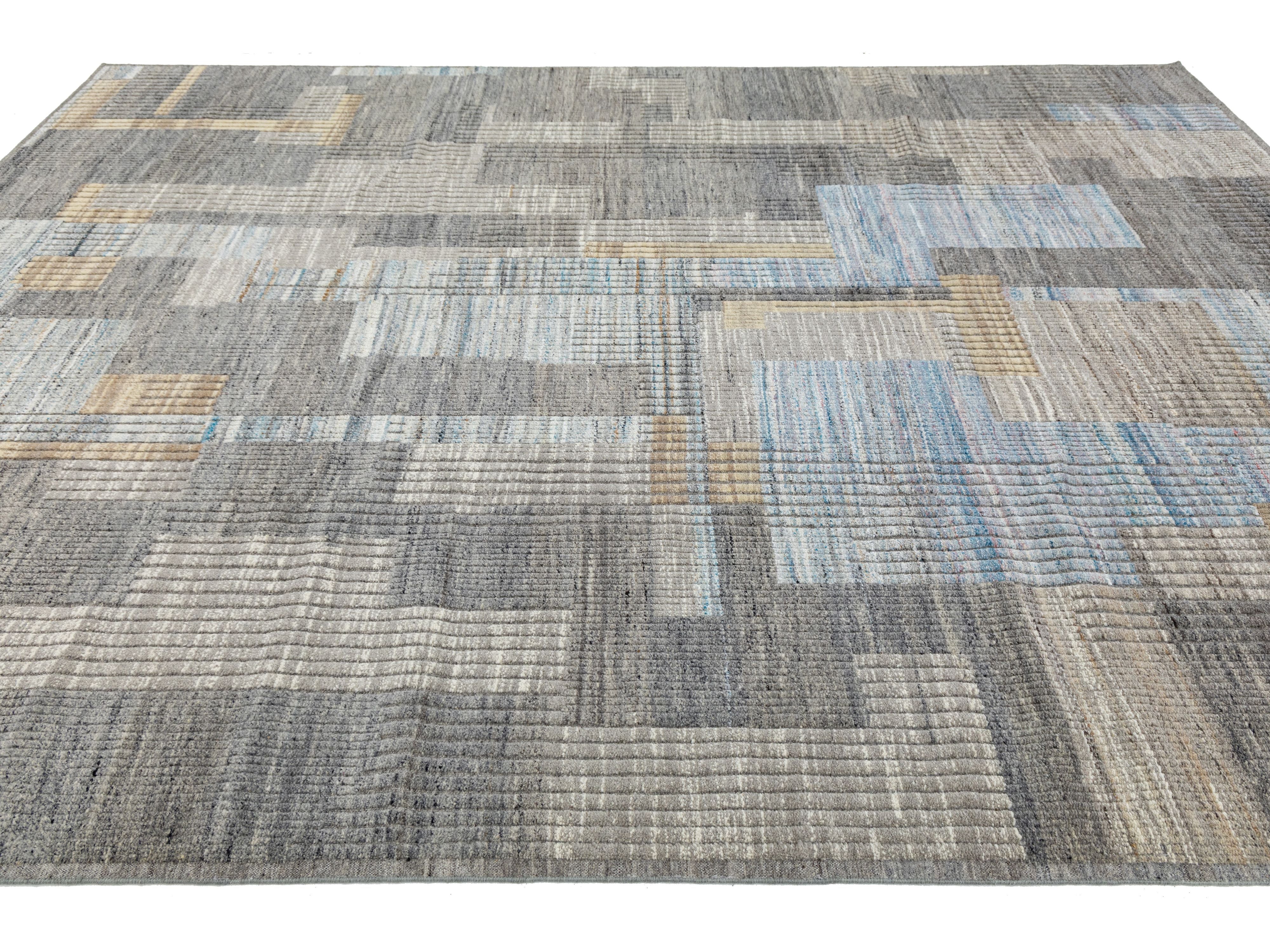 Modern Moroccan Wool Rug 9 X 12