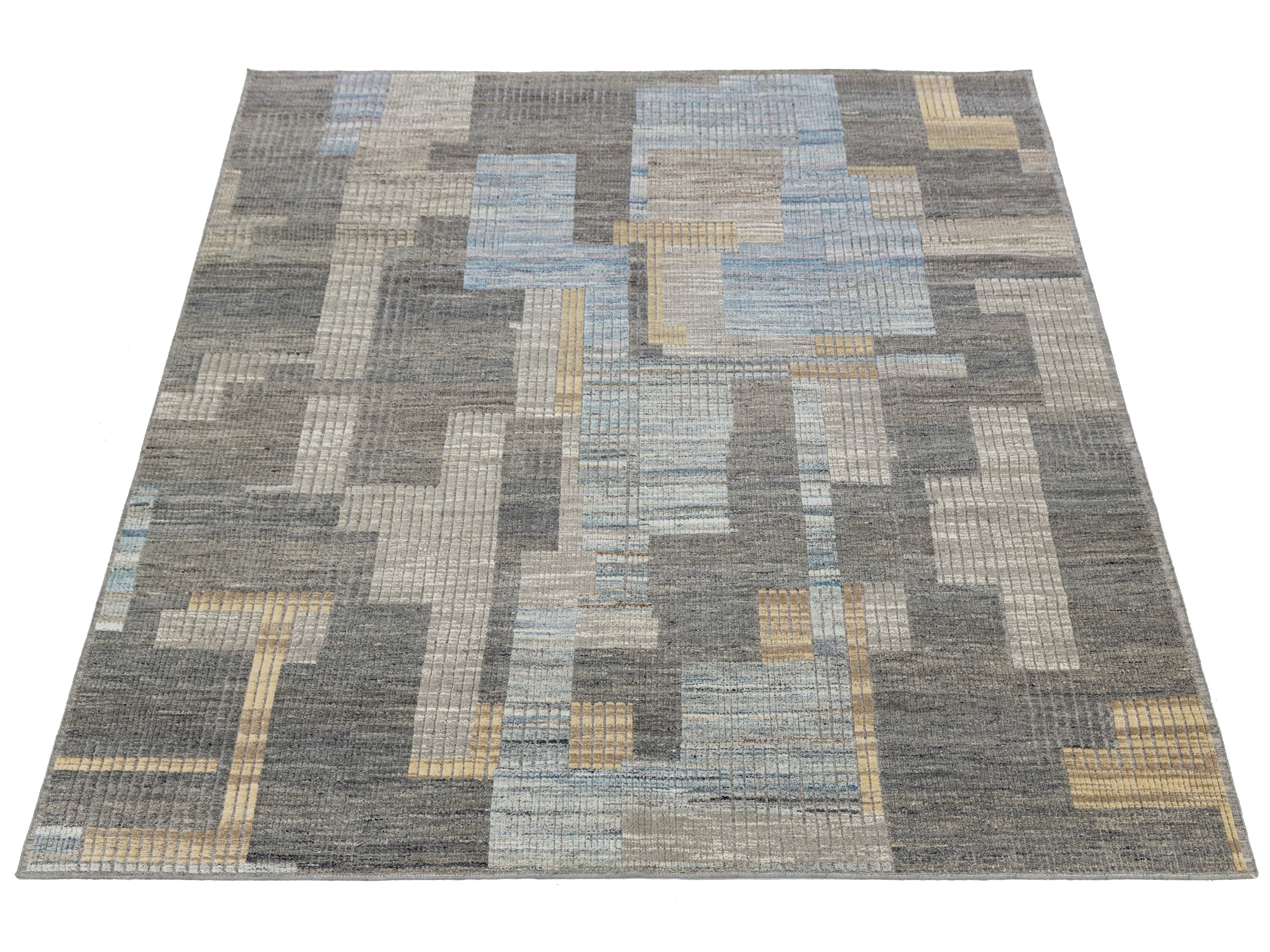 Modern Moroccan Wool Rug 9 X 12
