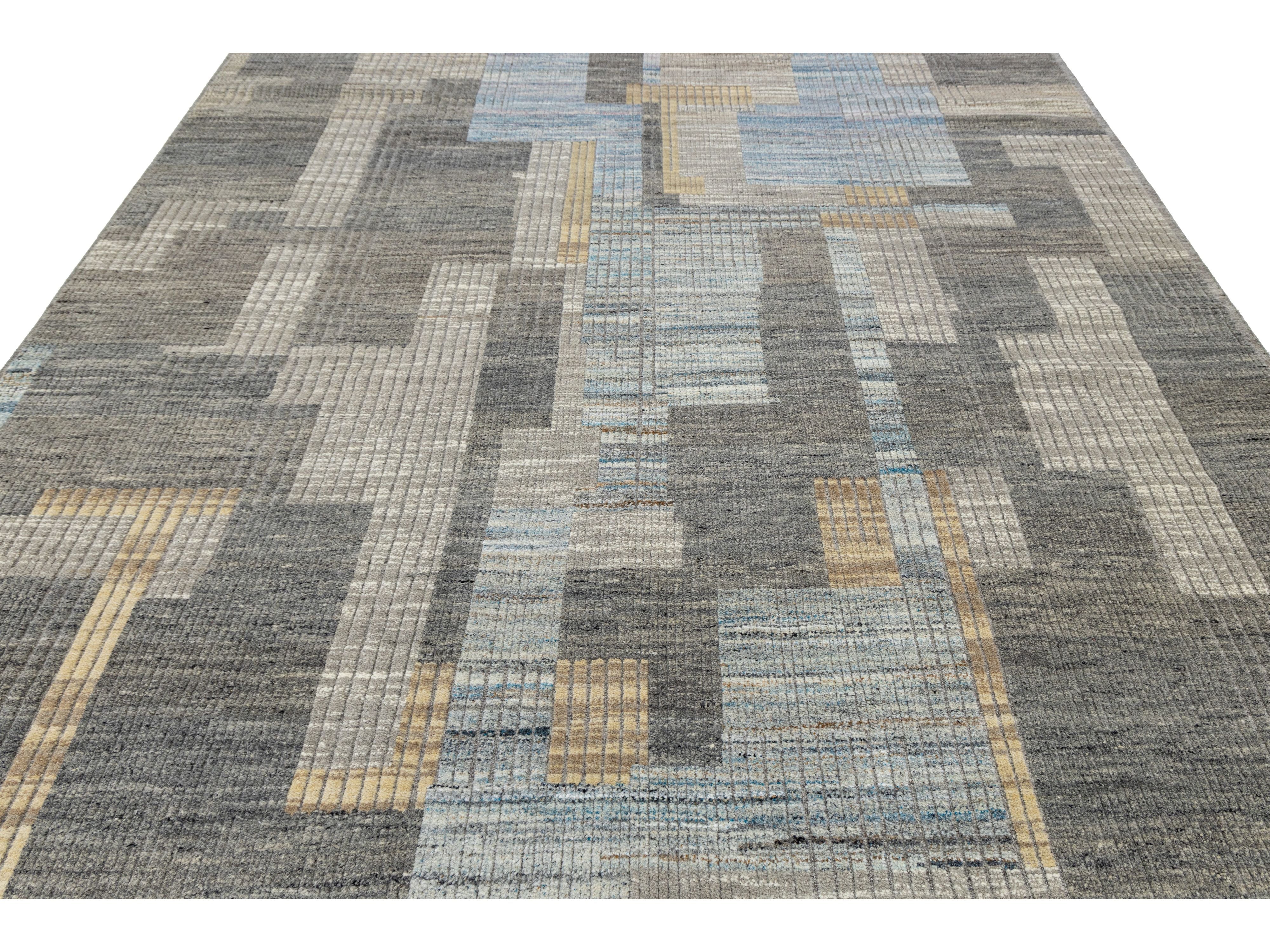Modern Moroccan Wool Rug 9 X 12