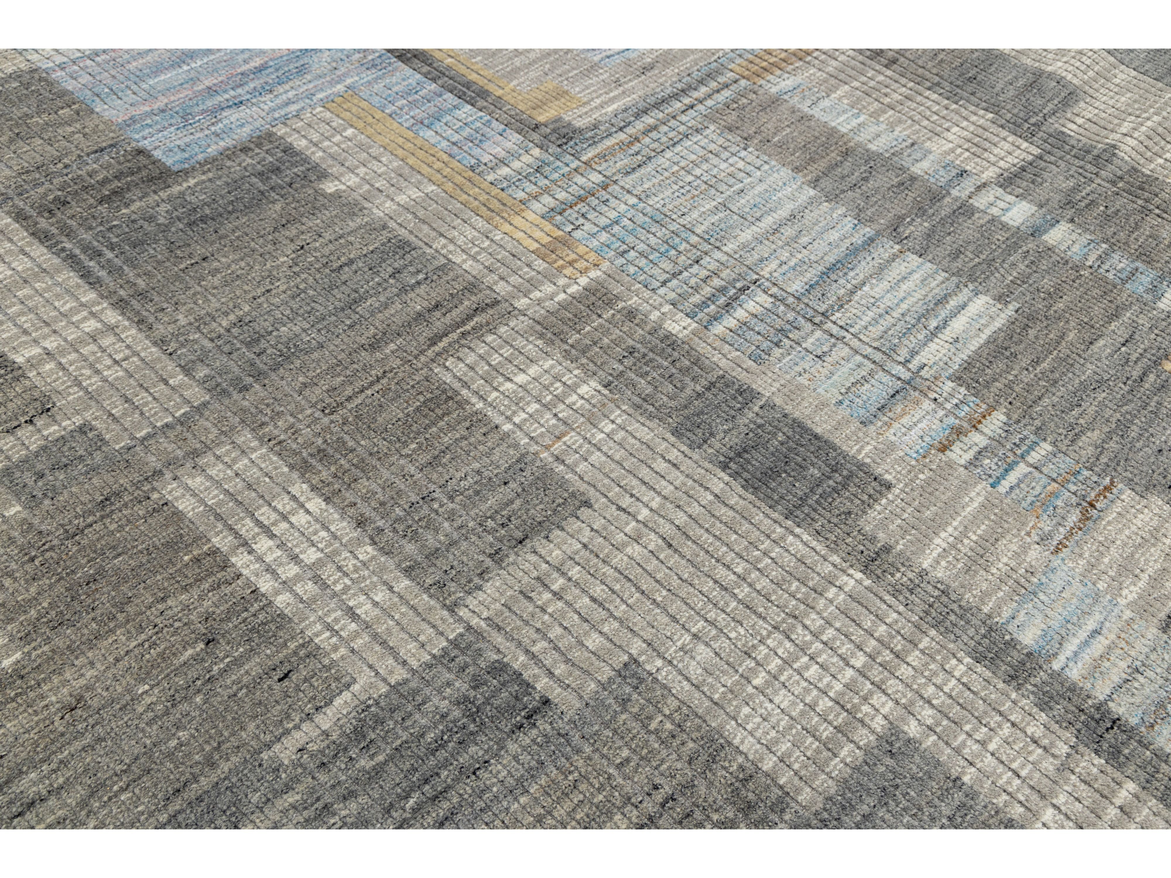 Modern Moroccan Wool Rug 9 X 12