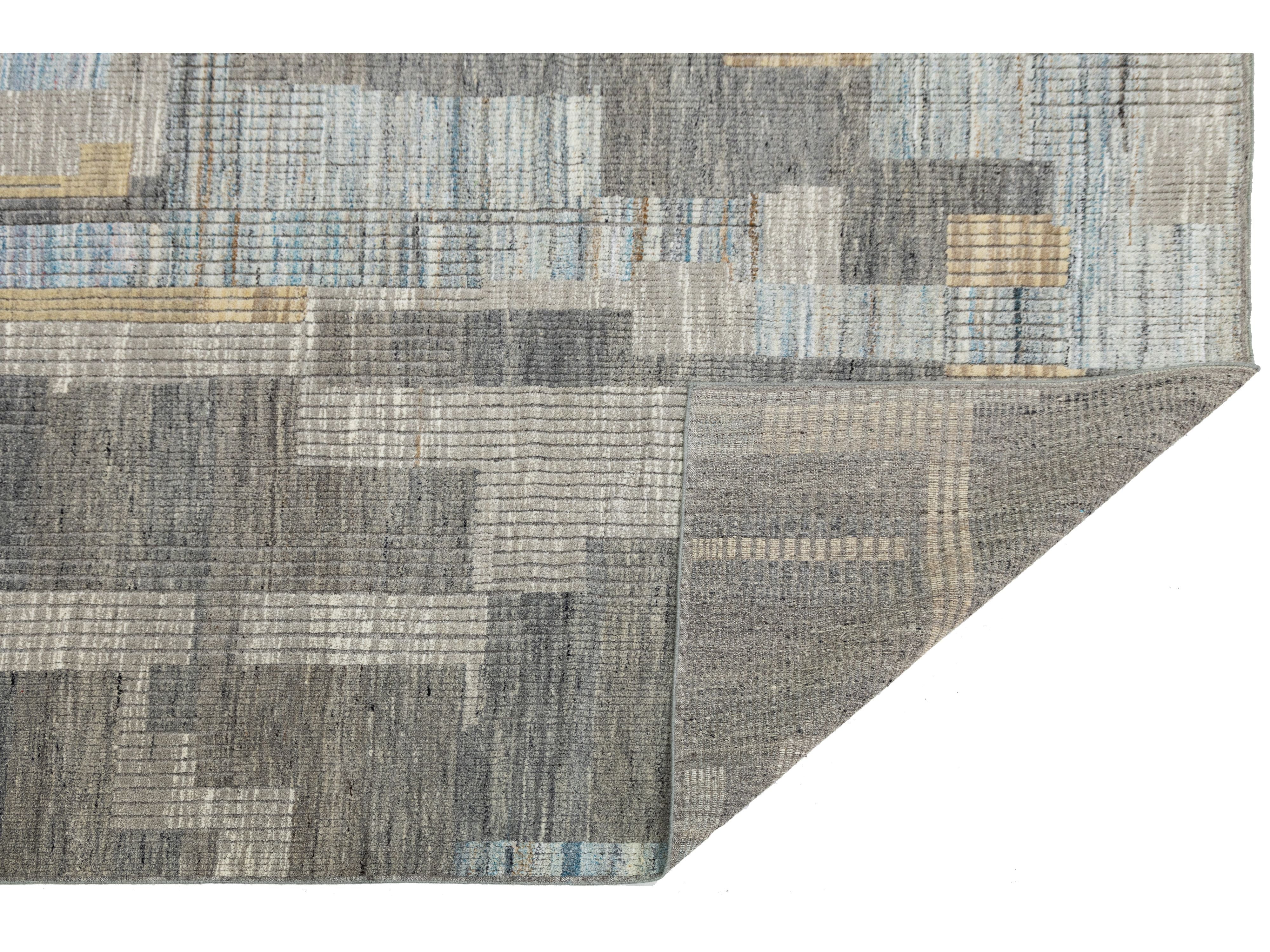 Modern Moroccan Wool Rug 9 X 12