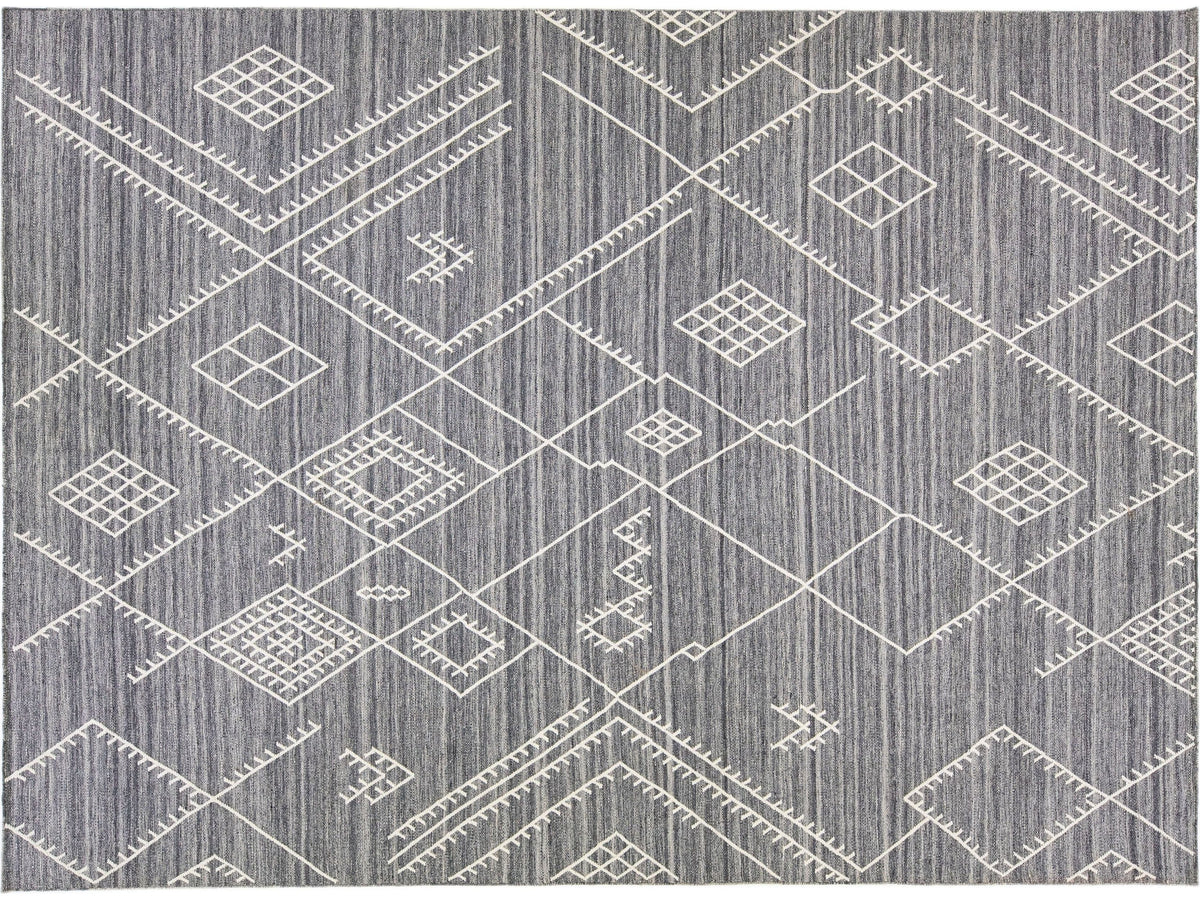 Modern Flatweave Wool Rug 10 X 14