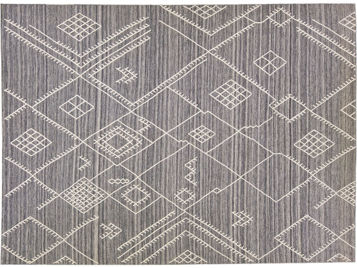 Modern Flatweave Wool Rug 10 X 14