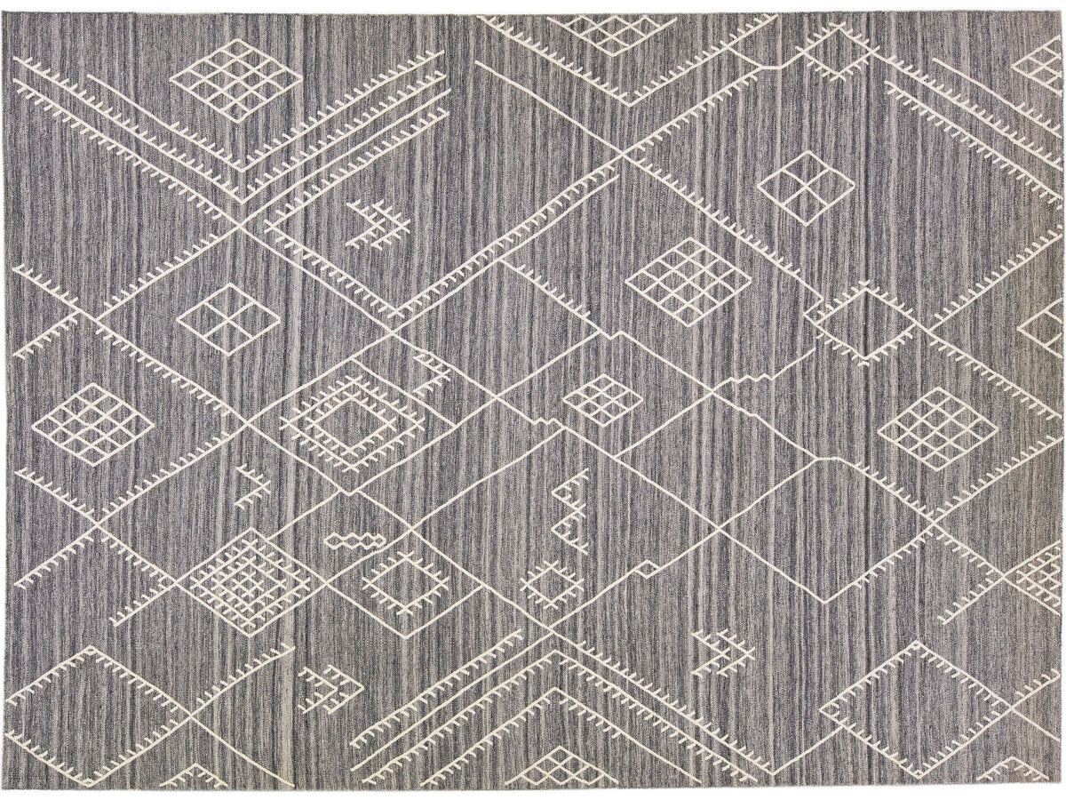 Modern Flatweave Wool Rug 10 X 14