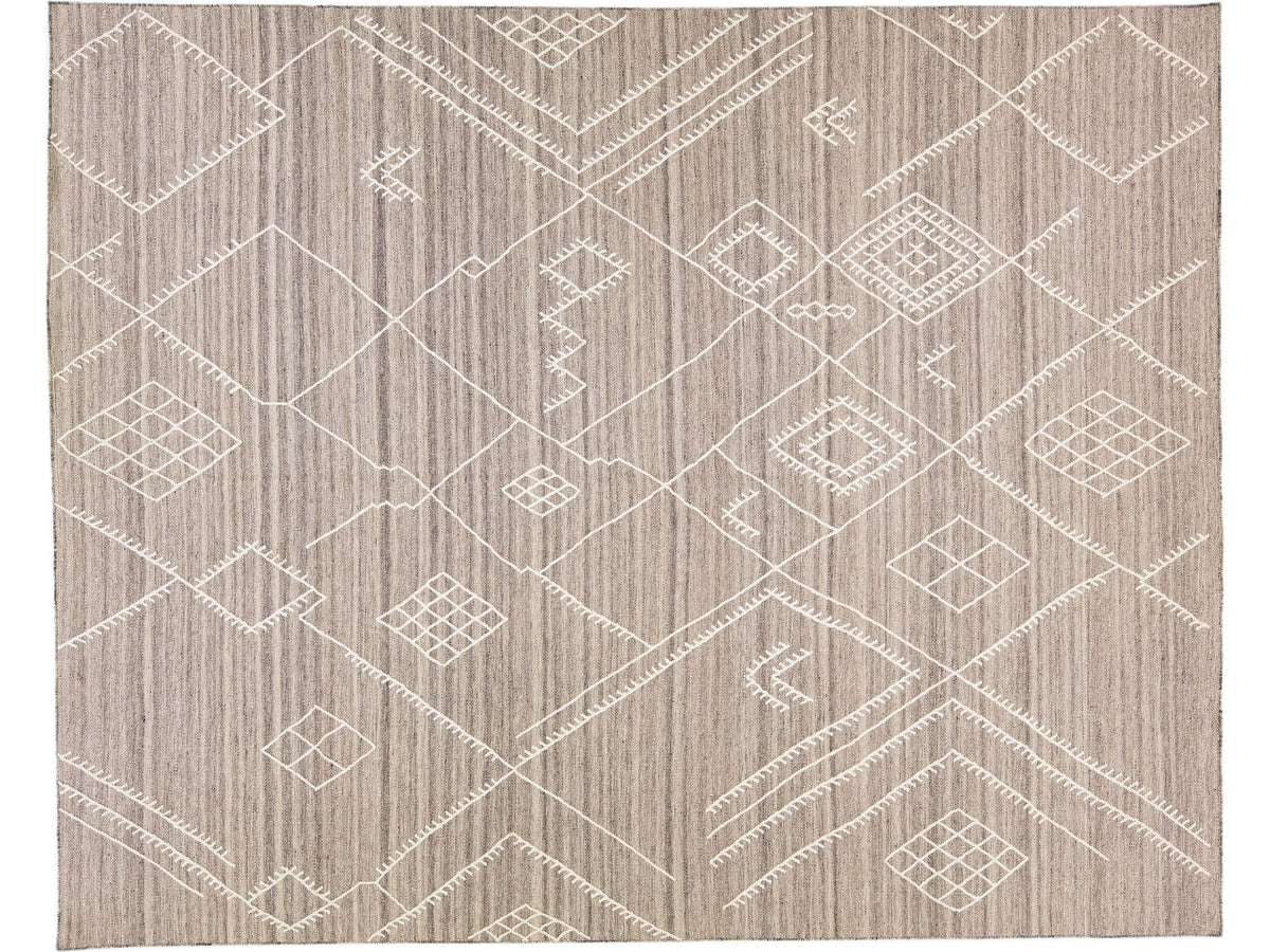 Modern Flatweave Wool Rug 10 X 13