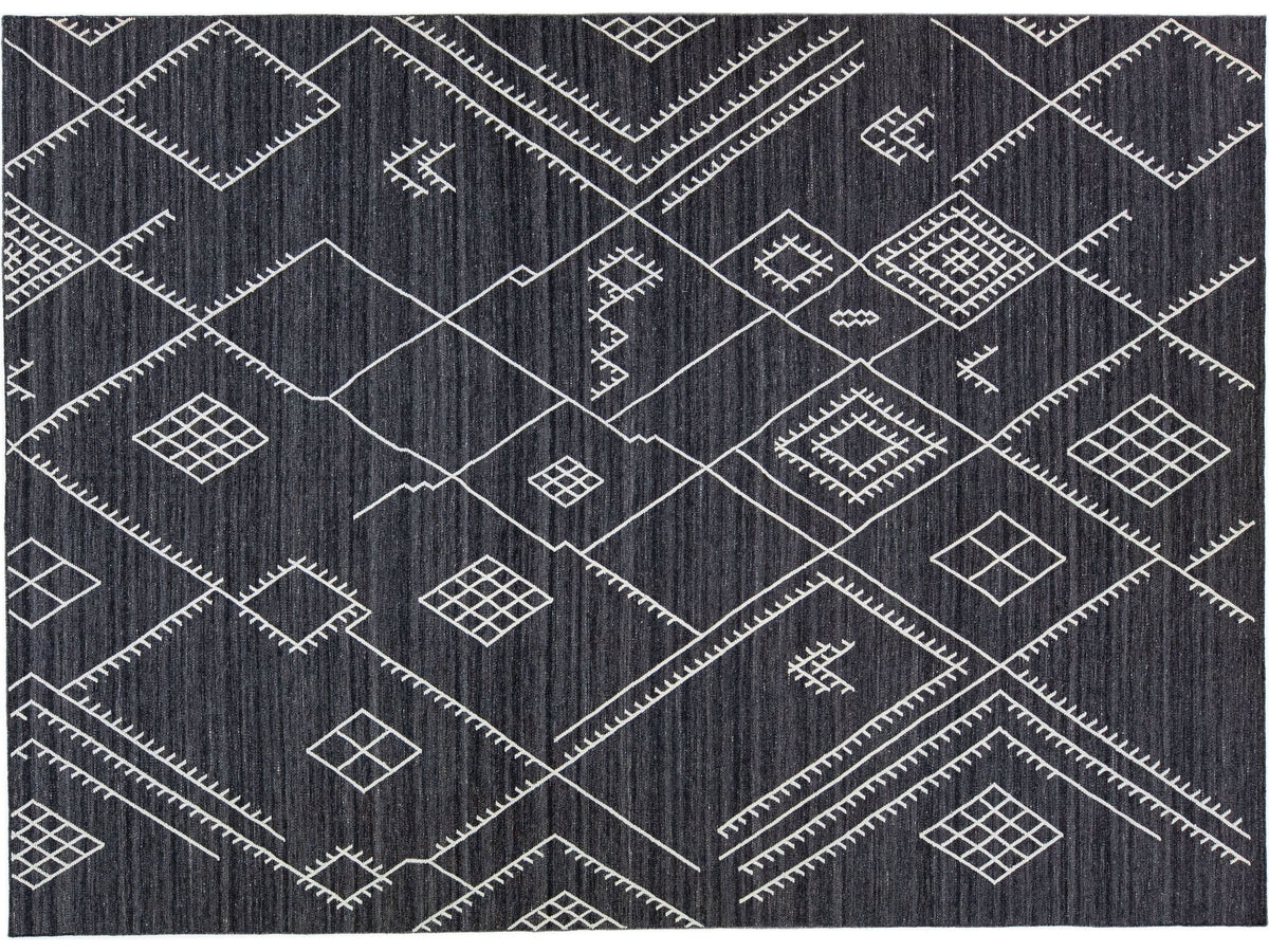 Modern Flatweave Wool Rug 10 X 14