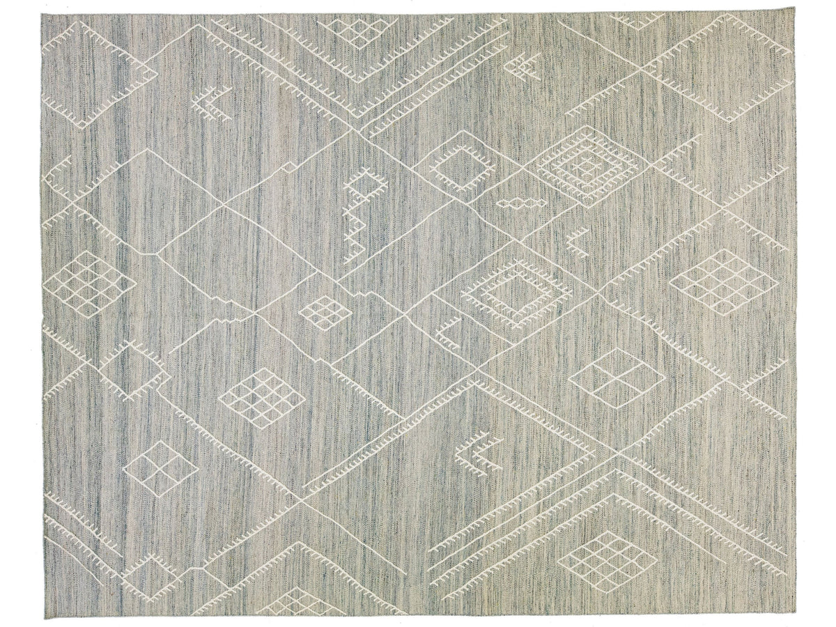 Modern Flatweave Wool Rug 10 X 13