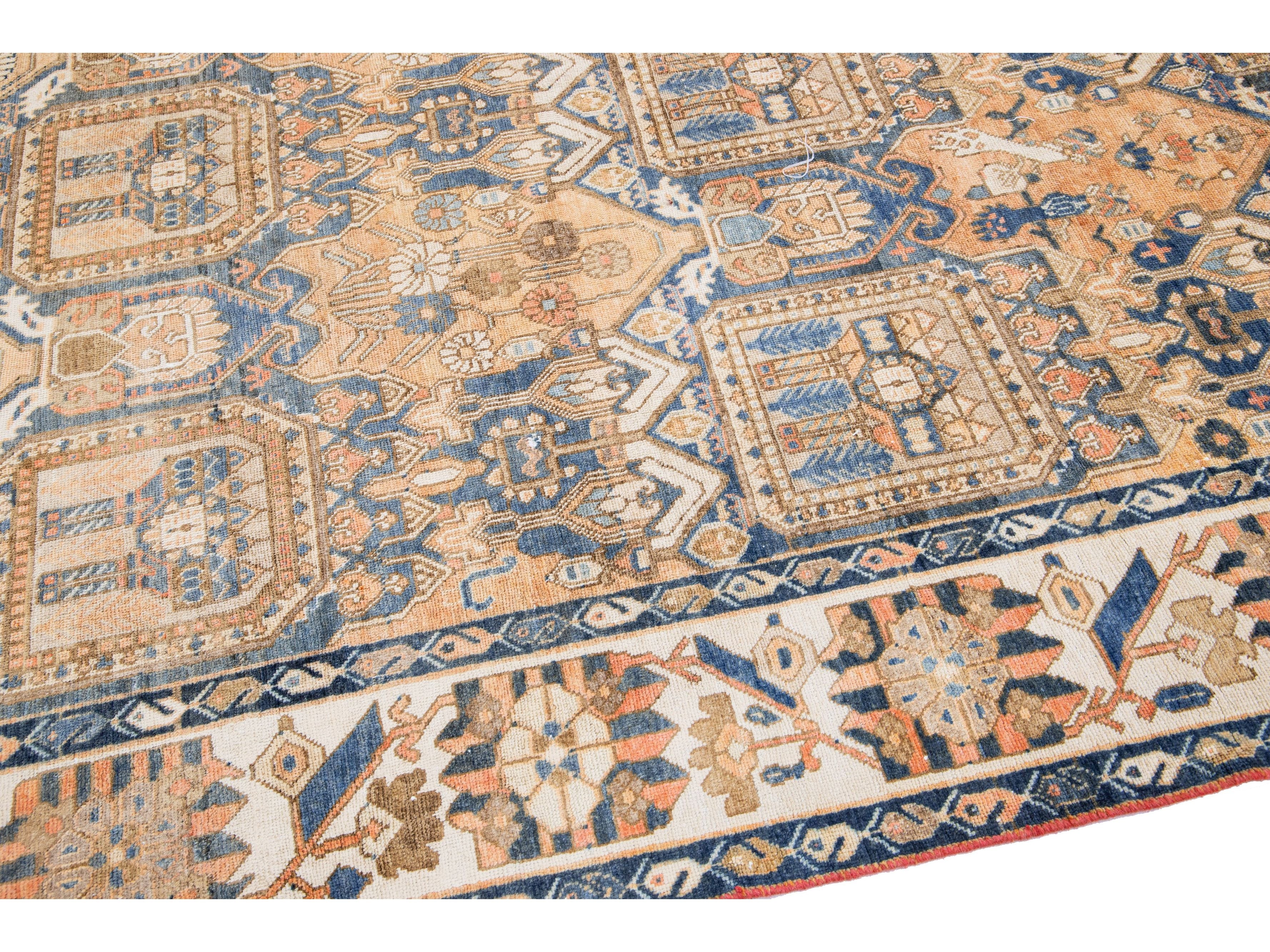 Antique Bakhtiari Wool Rug 7 x 13