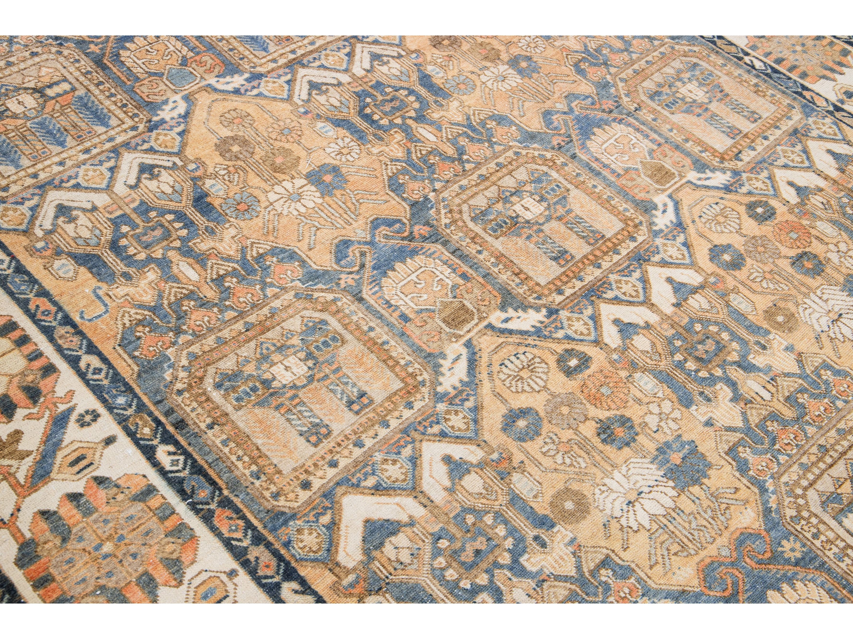 Antique Bakhtiari Wool Rug 7 x 13