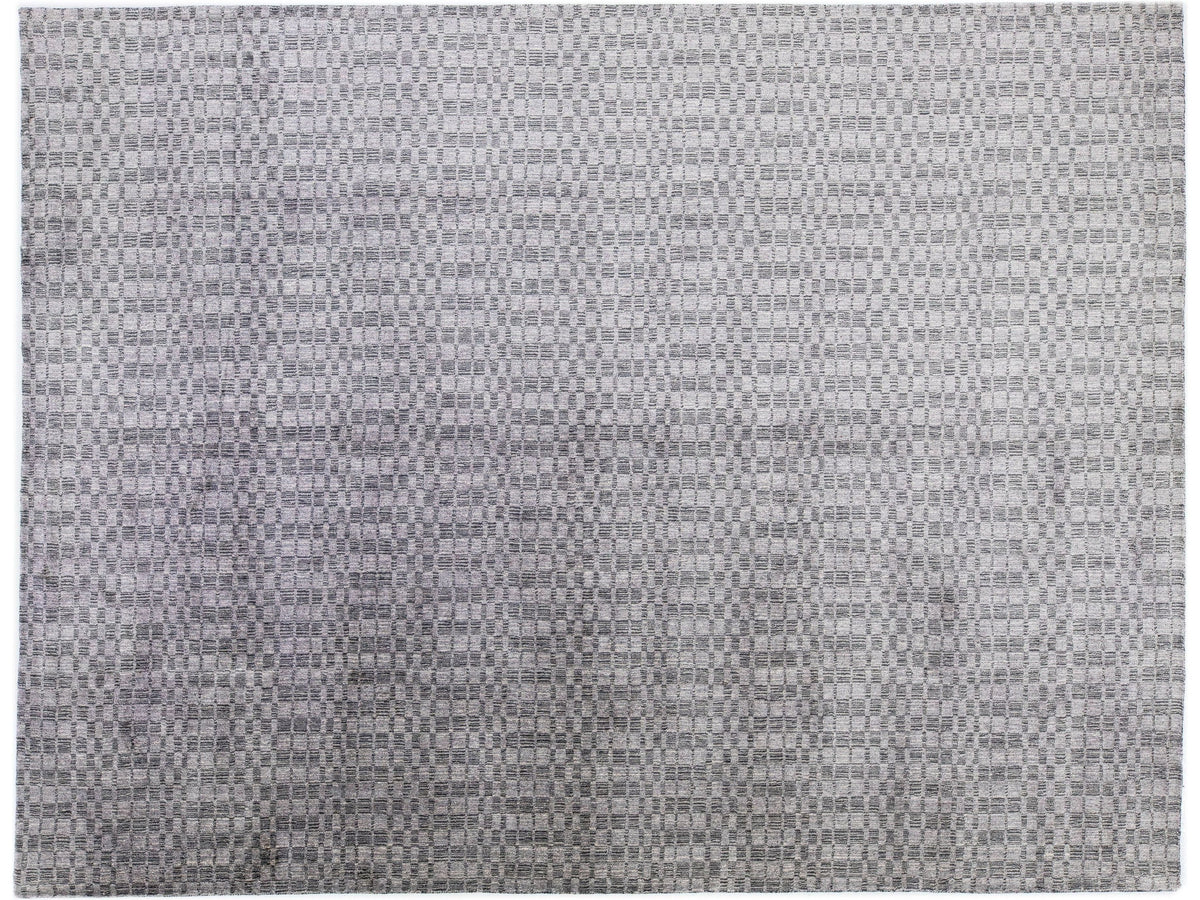 Modern Wool and Silk Rug 9 X 12