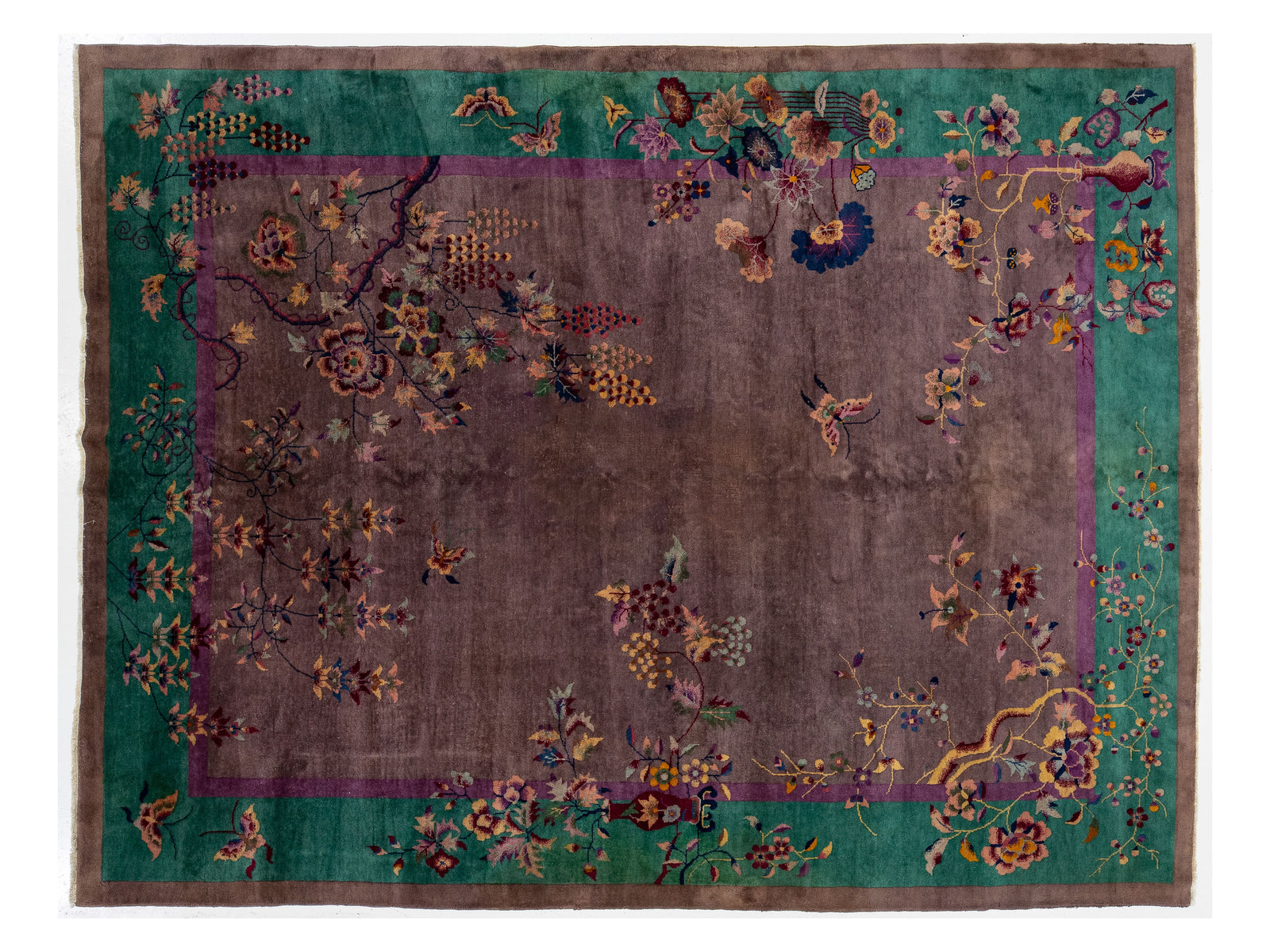 Antique Art Deco Chinese Wool Rug 9 X 12